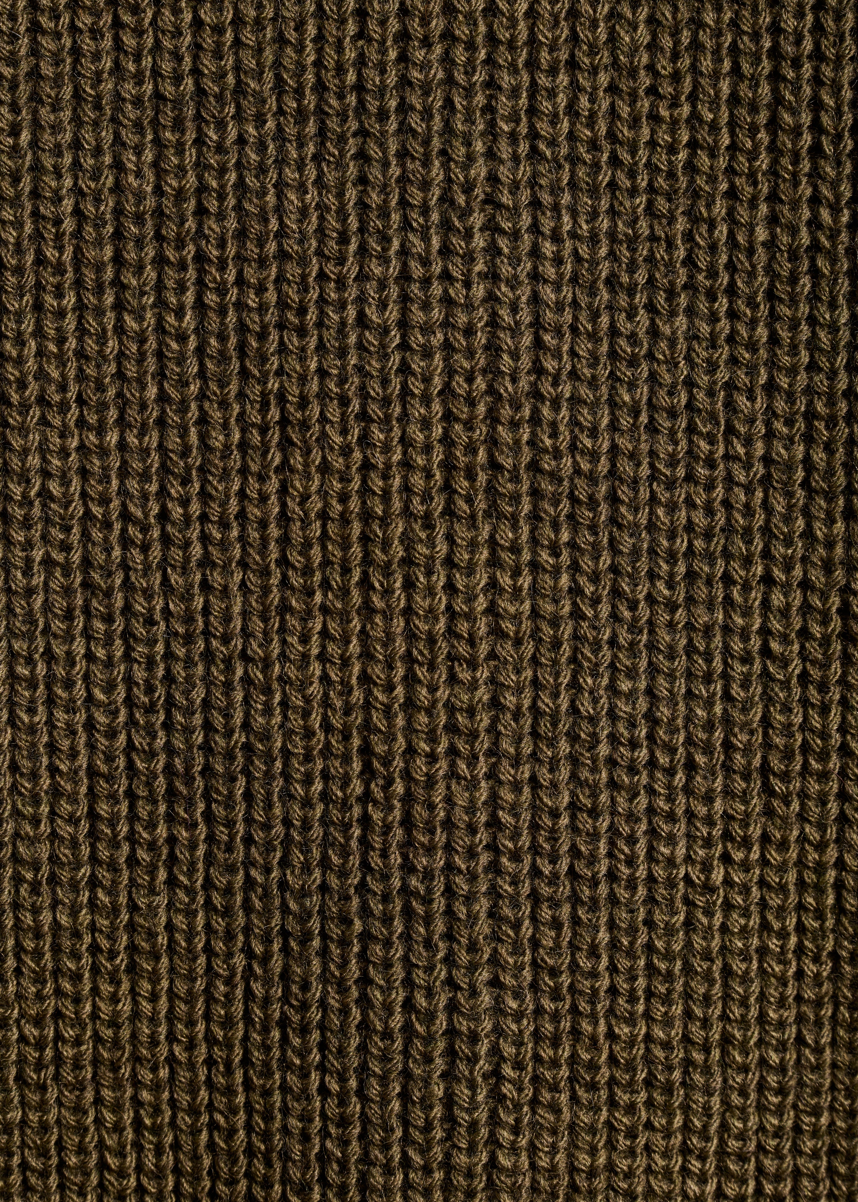 Cardigan corto e aderente in maglia a coste con perline color kaki