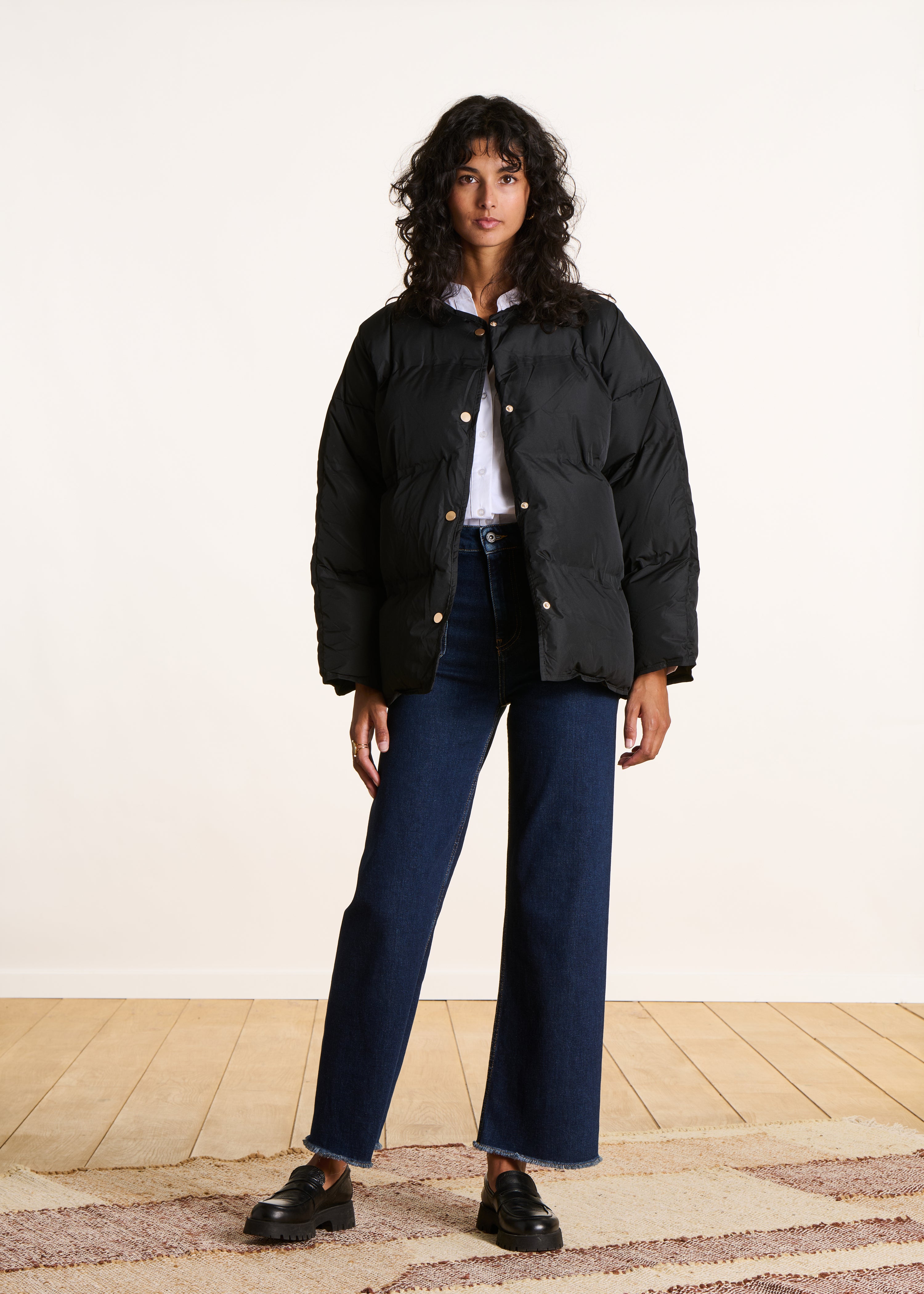 Piumino corto nero trapuntato La Fée Maraboutée - Main Image