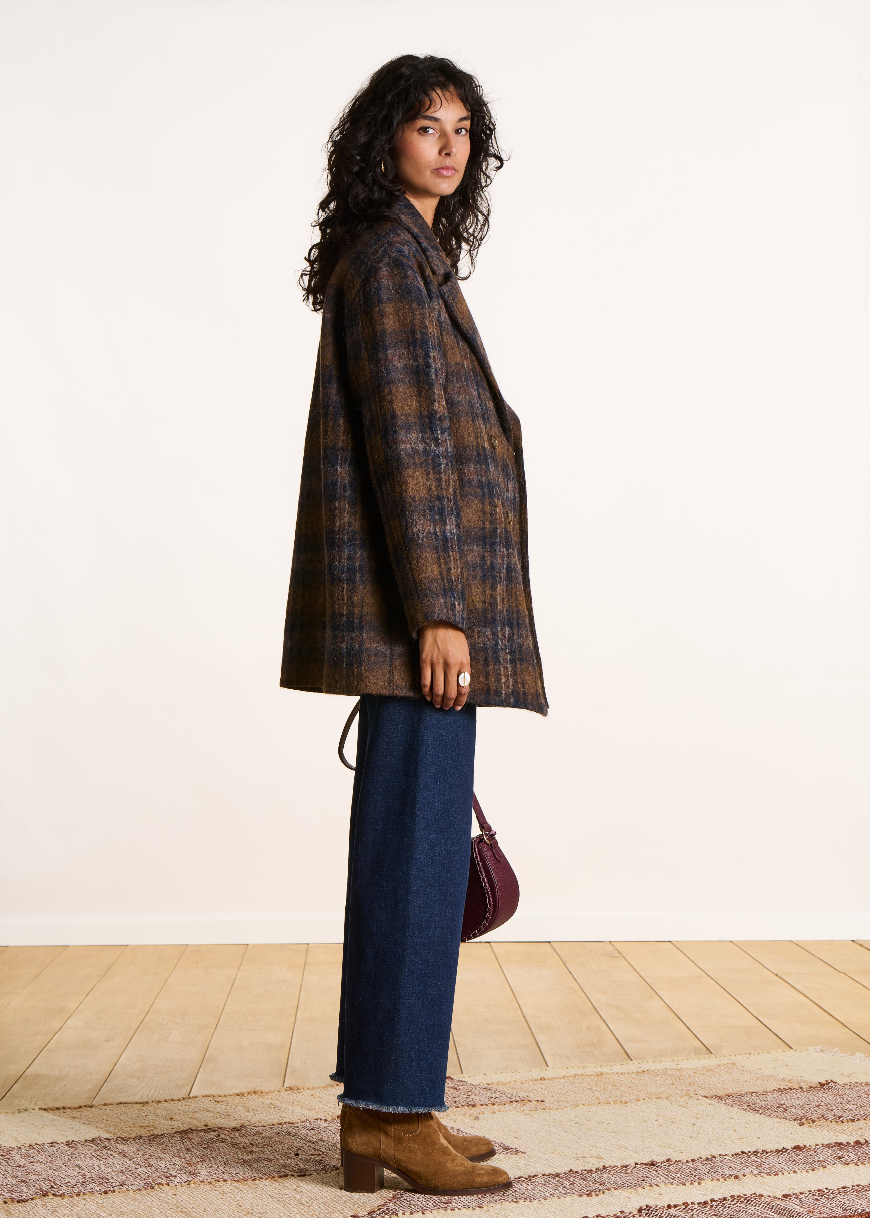 Cappotto Corto Cappotto Quadri Lungo Cappotto 3/4 A Quadri