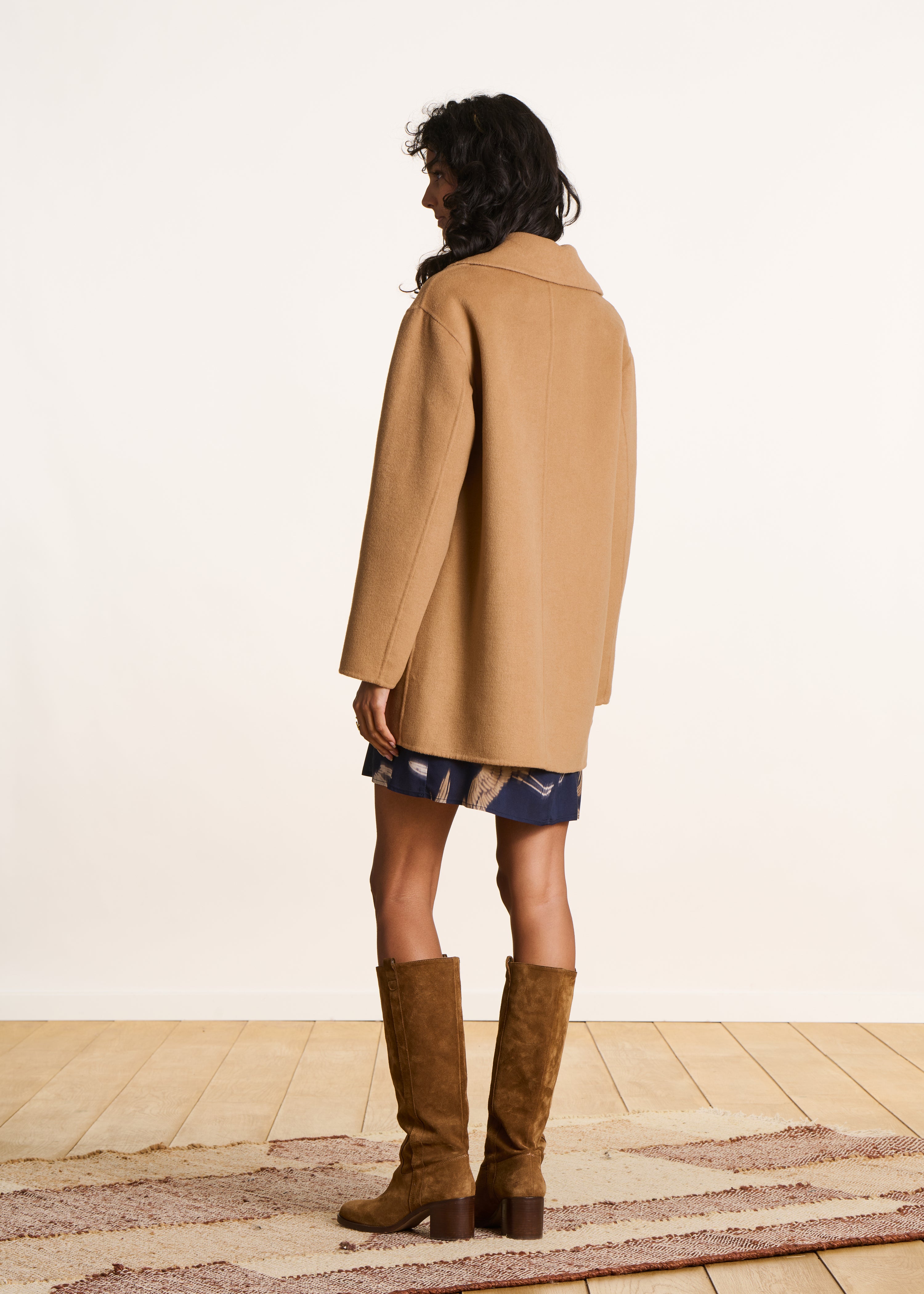 3/4-langer Caban-Mantel in Kamelhaarwolle