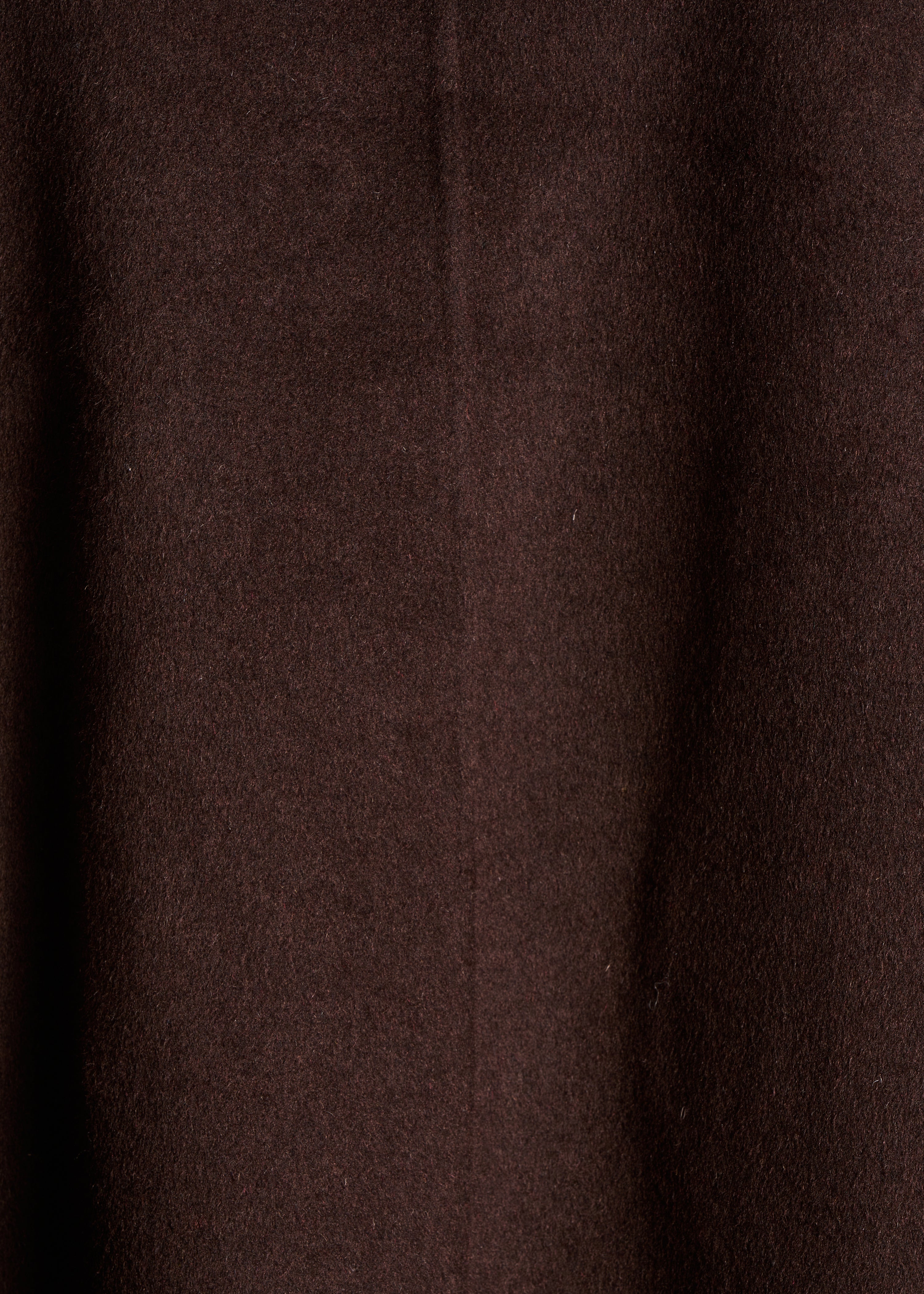 Brauner 3/4-Mantel mit Kapuze aus Wolle