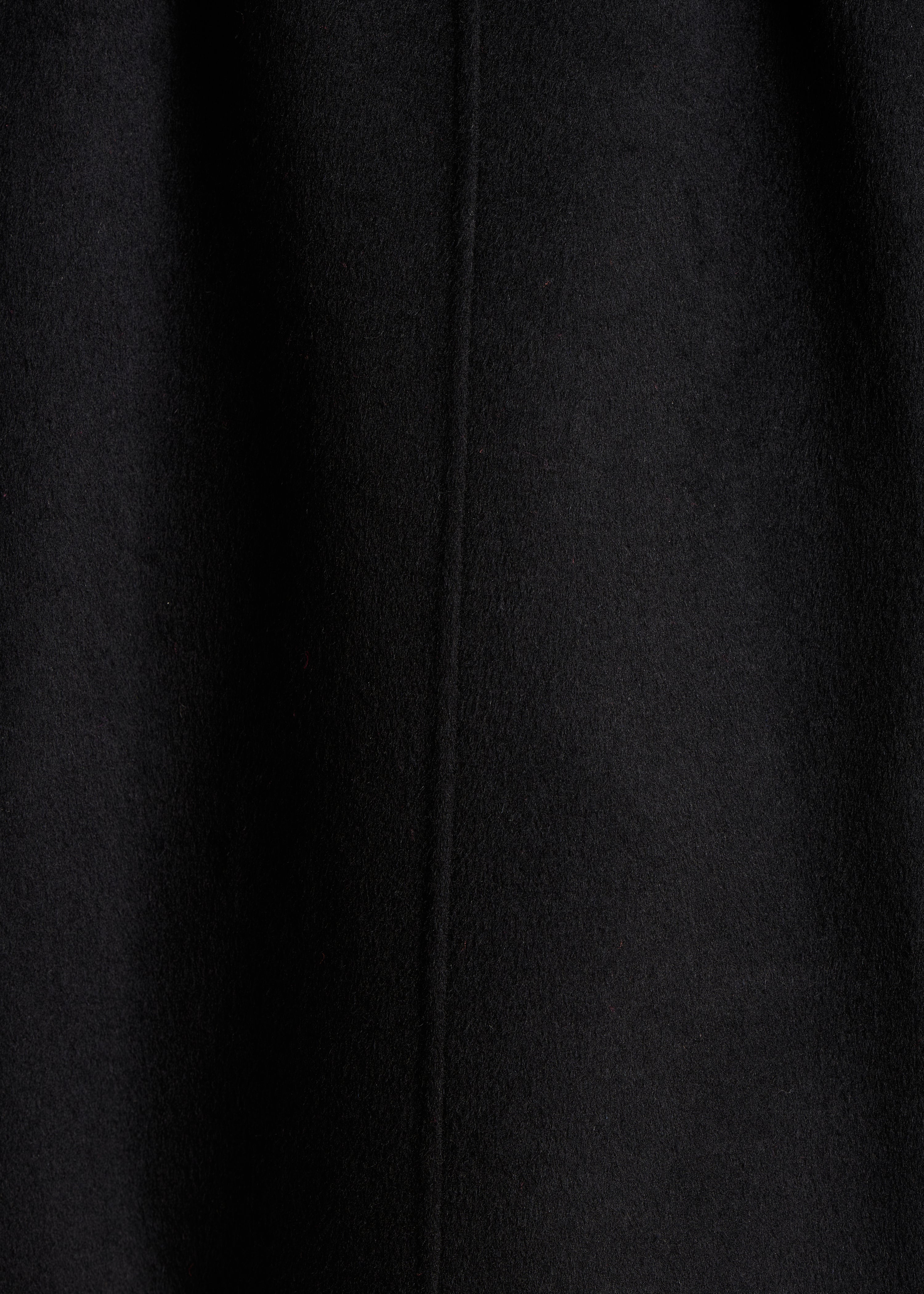 Manteau 3/4 noir à capuche en laine