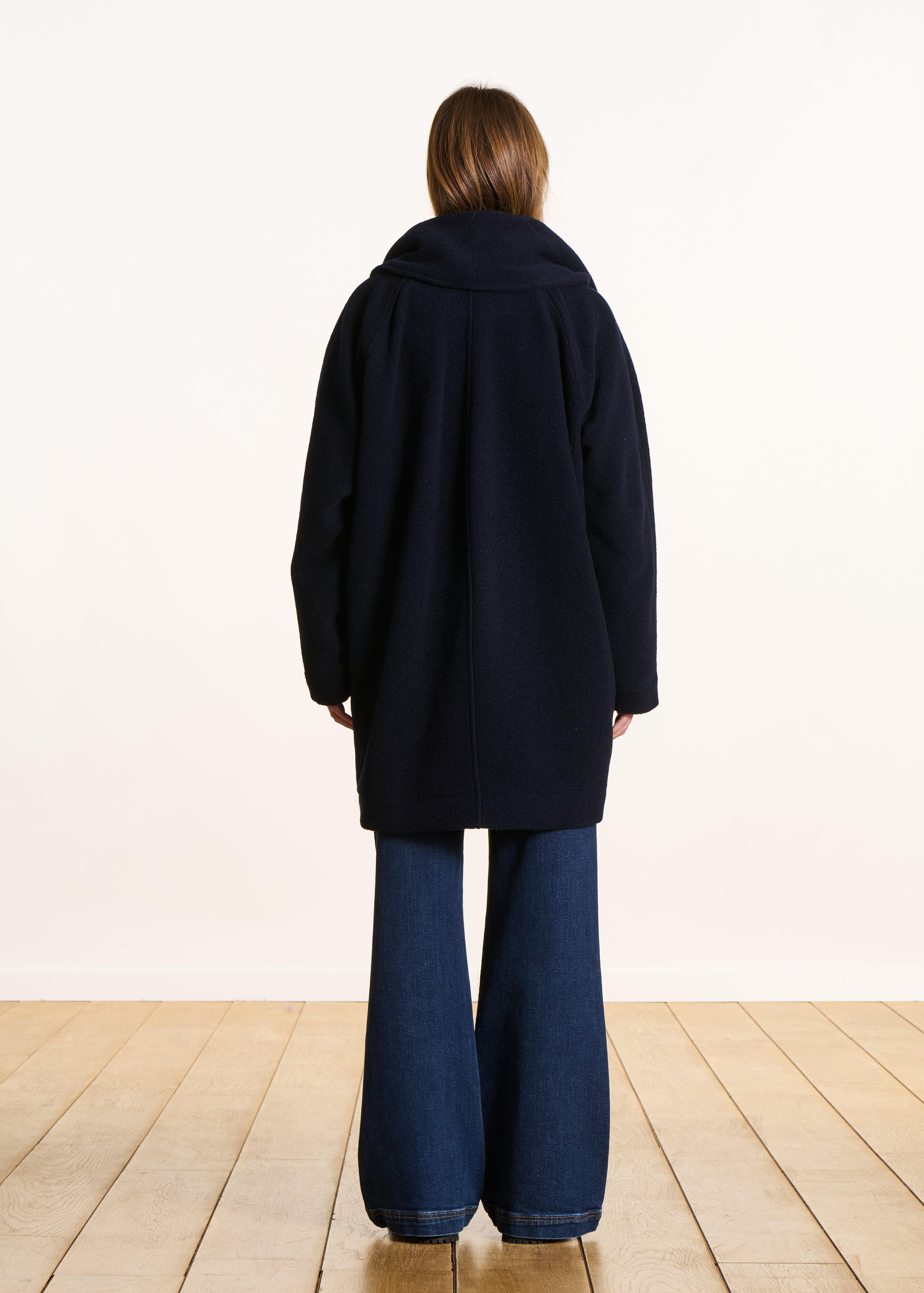 Lockerer 3/4-Mantel in Marineblau aus Wollmischung