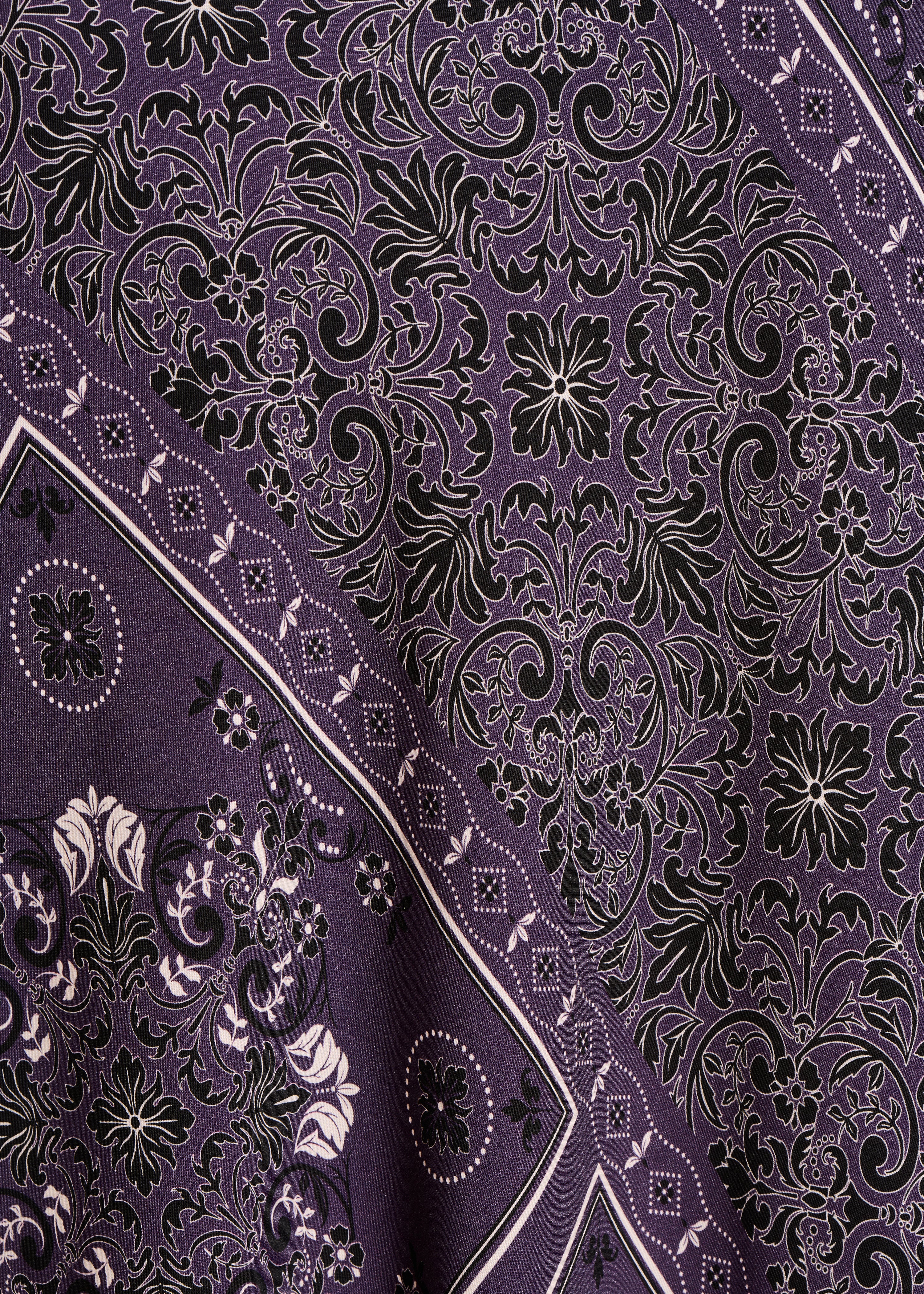 Jupe fluide en twill prune à imprimé foulard