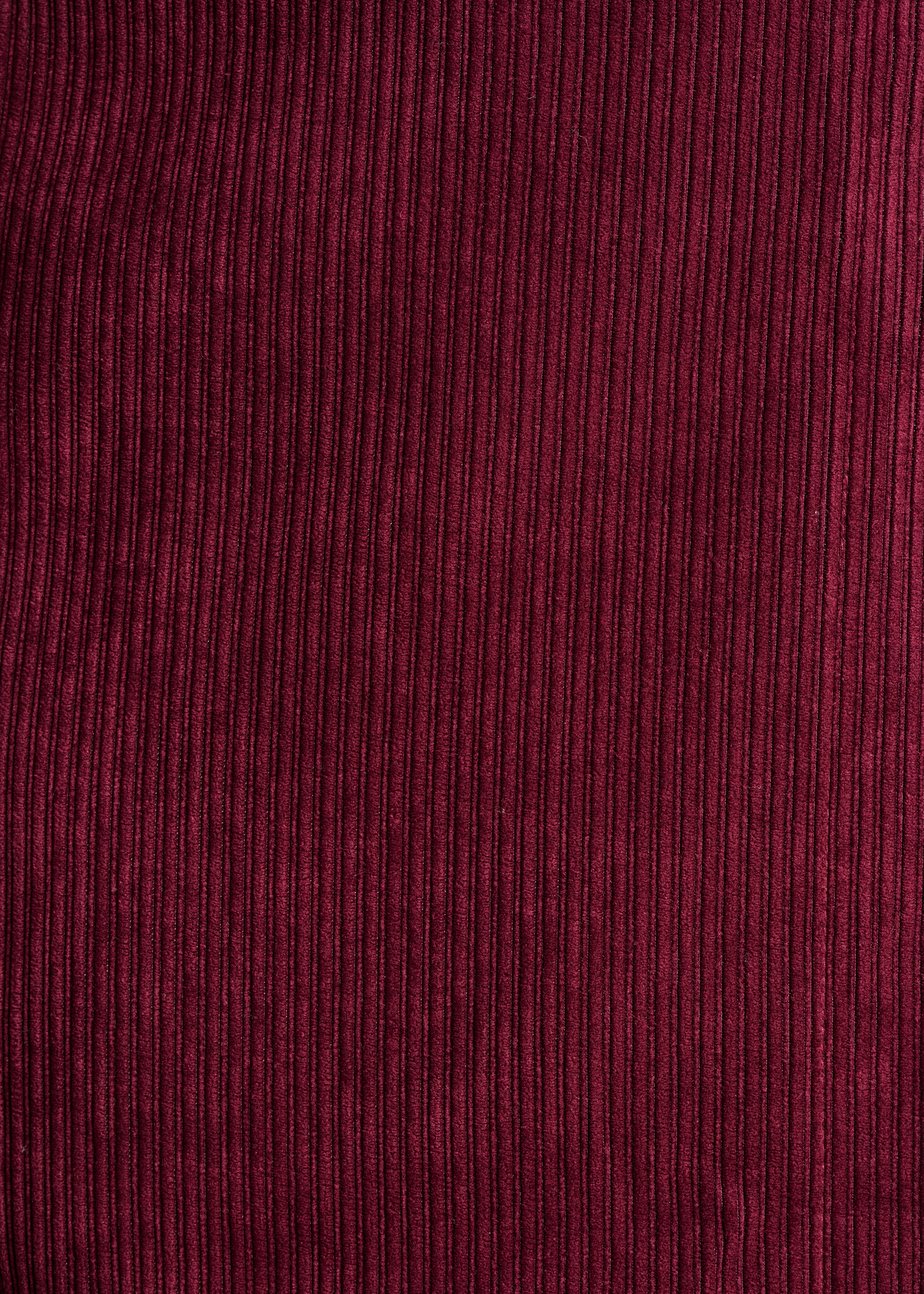 Jupe portefeuille mi-longue en velours côtelé bordeaux