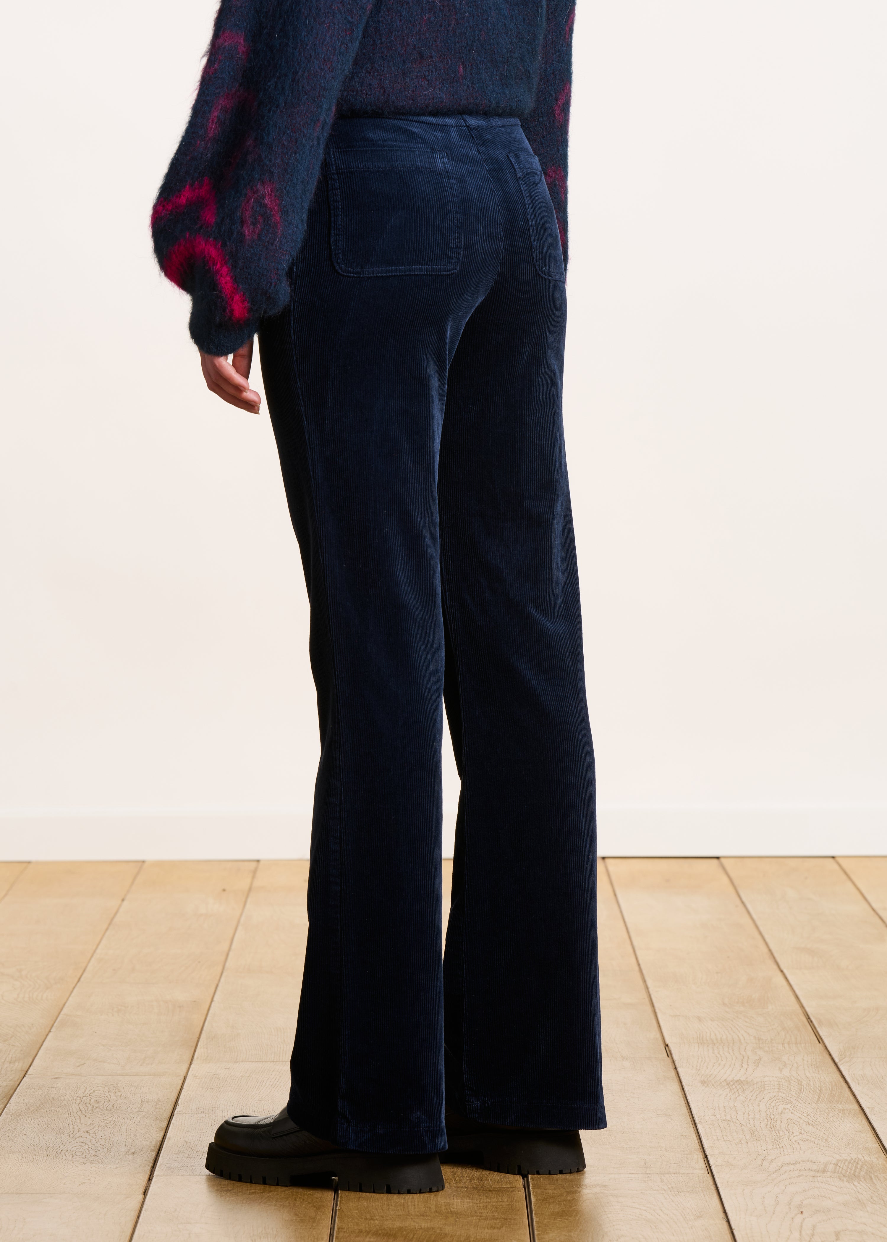 Pantalon en velours bleu marine