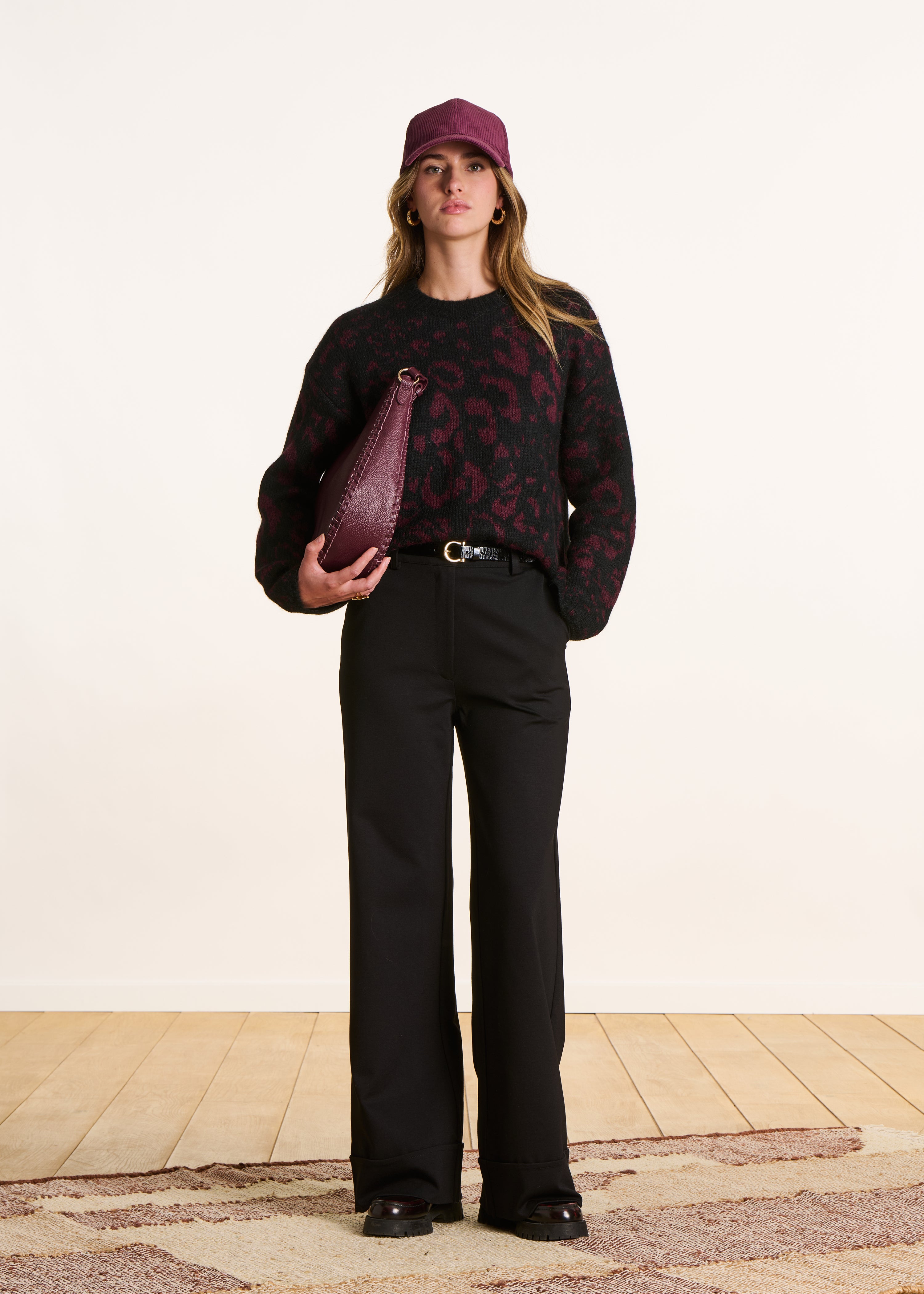 Pantalon en milano noir taille haute