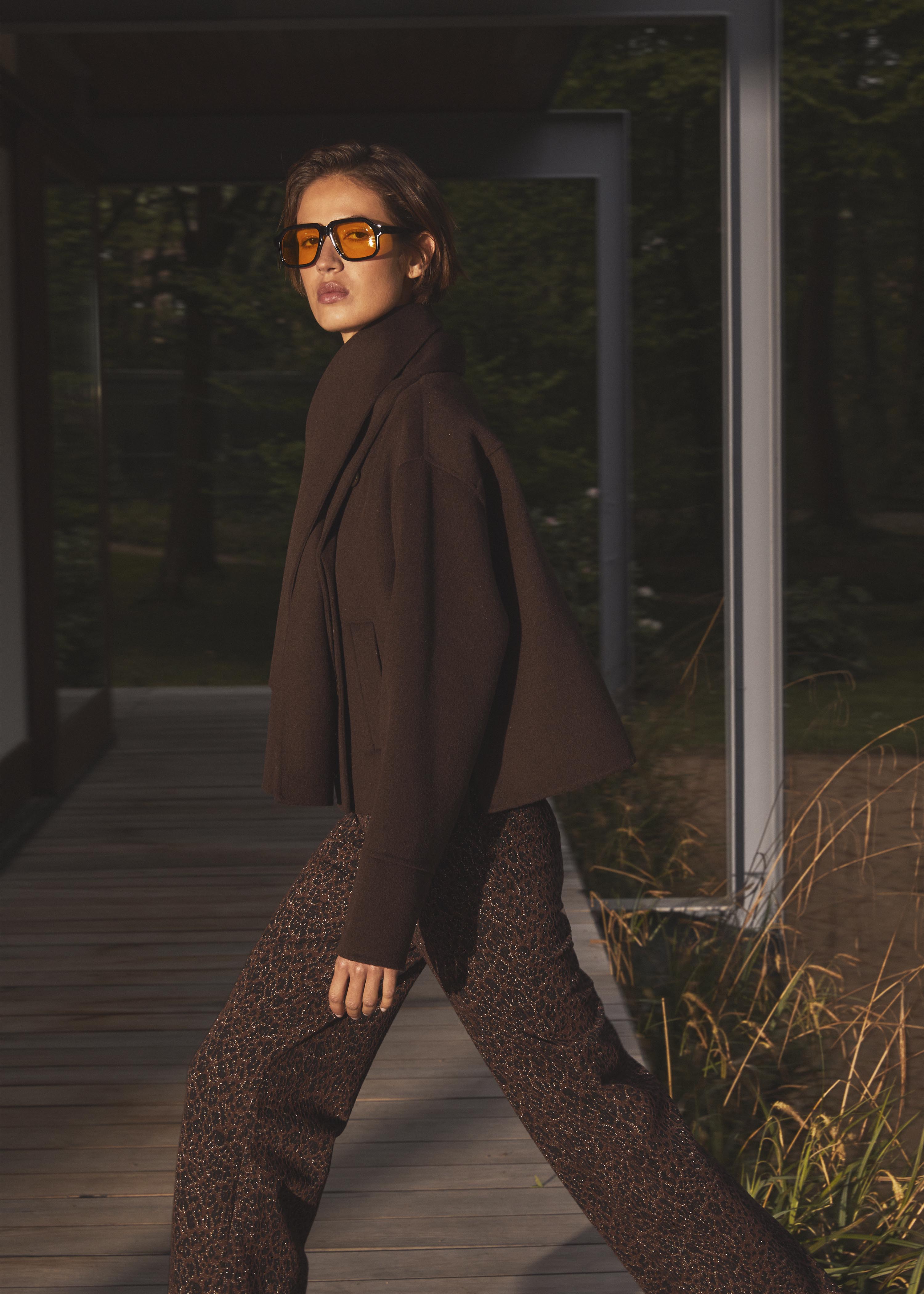 Pantalon en milano jacquard léopard taille élastique