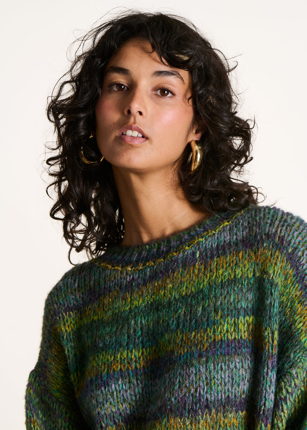 Pull col rond en cachemire , vert canard