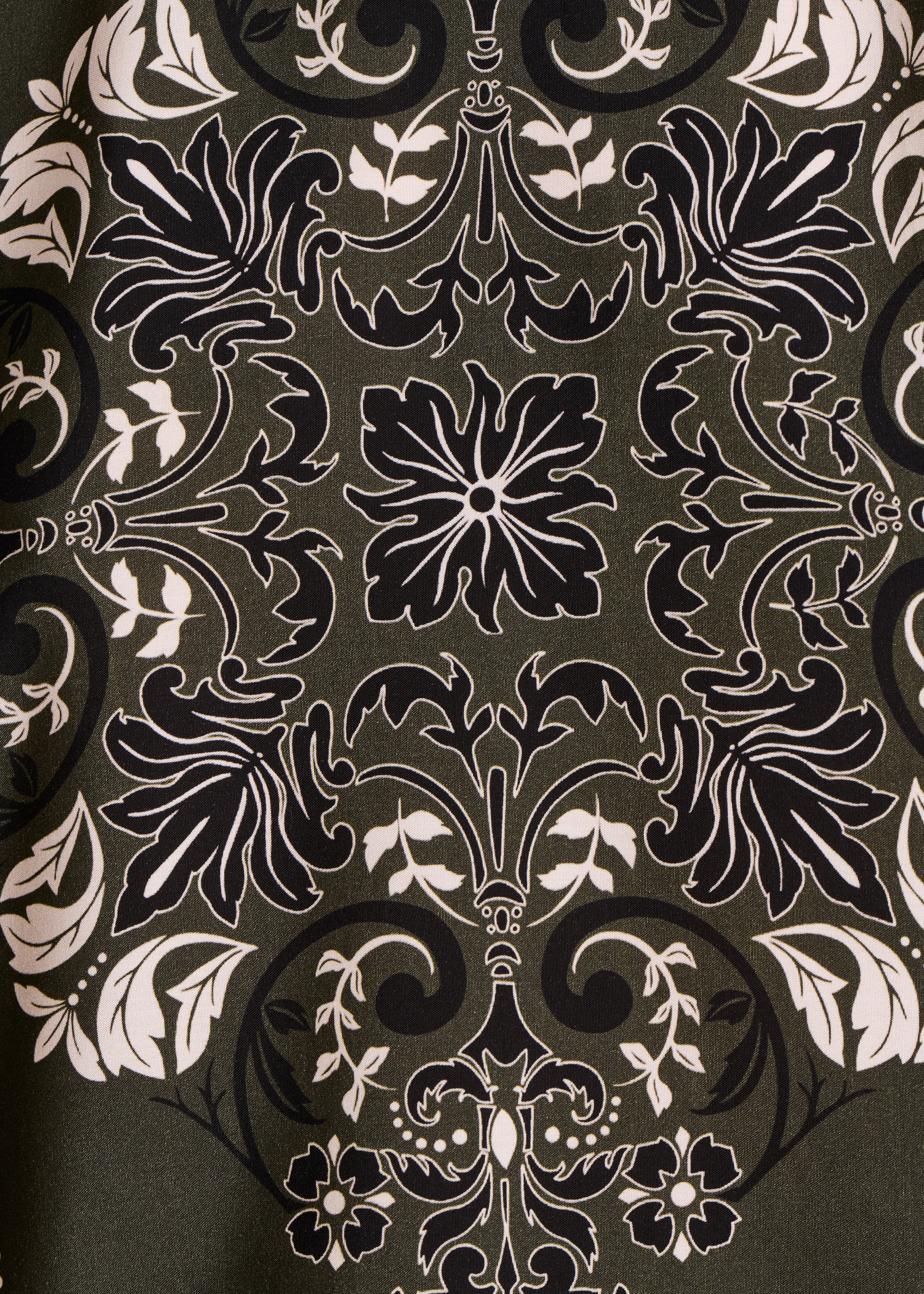 Khaki two-material wool sweater with scarf panel