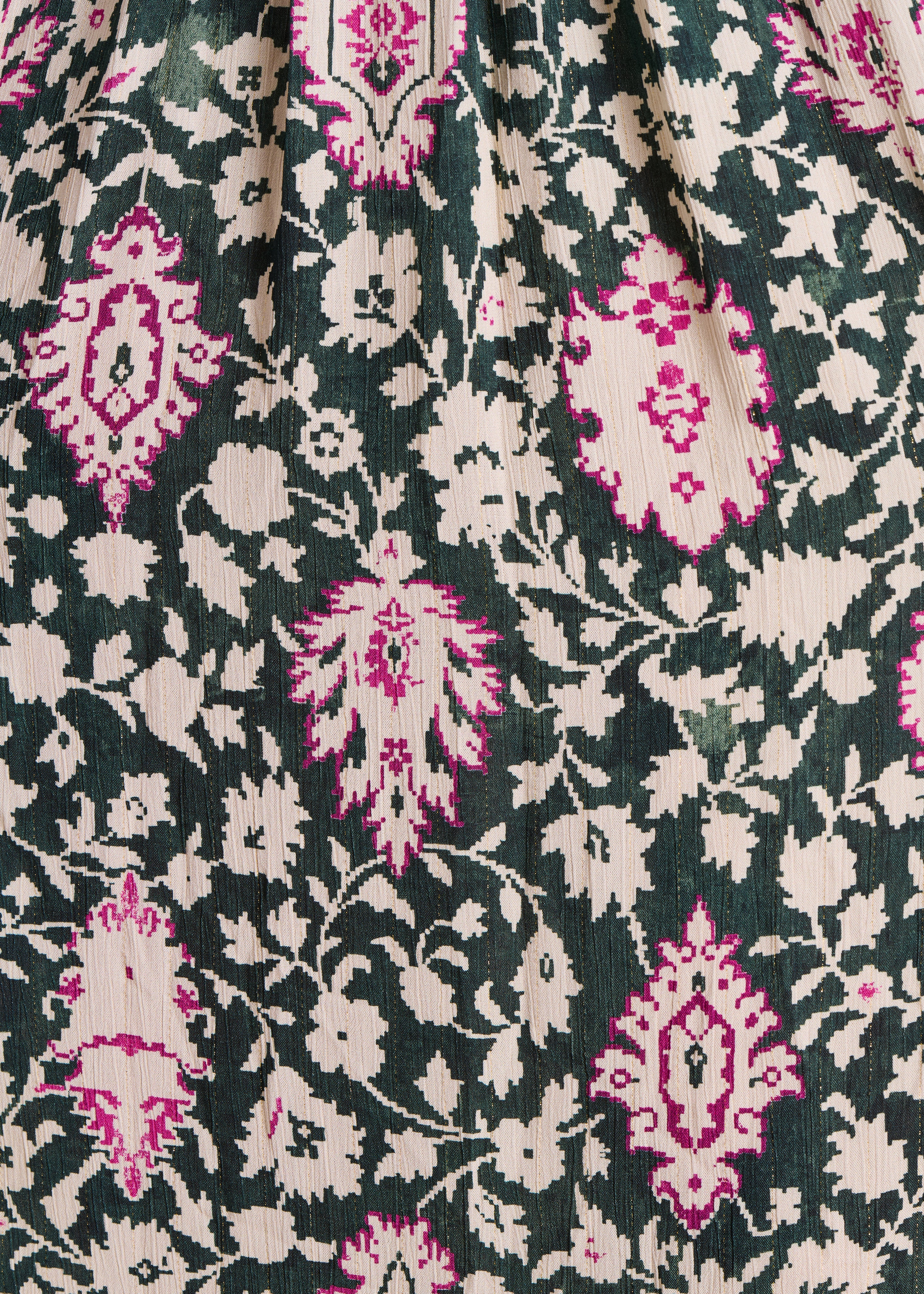 Robe longue vert foncé imprimée à manches longues bouffantes