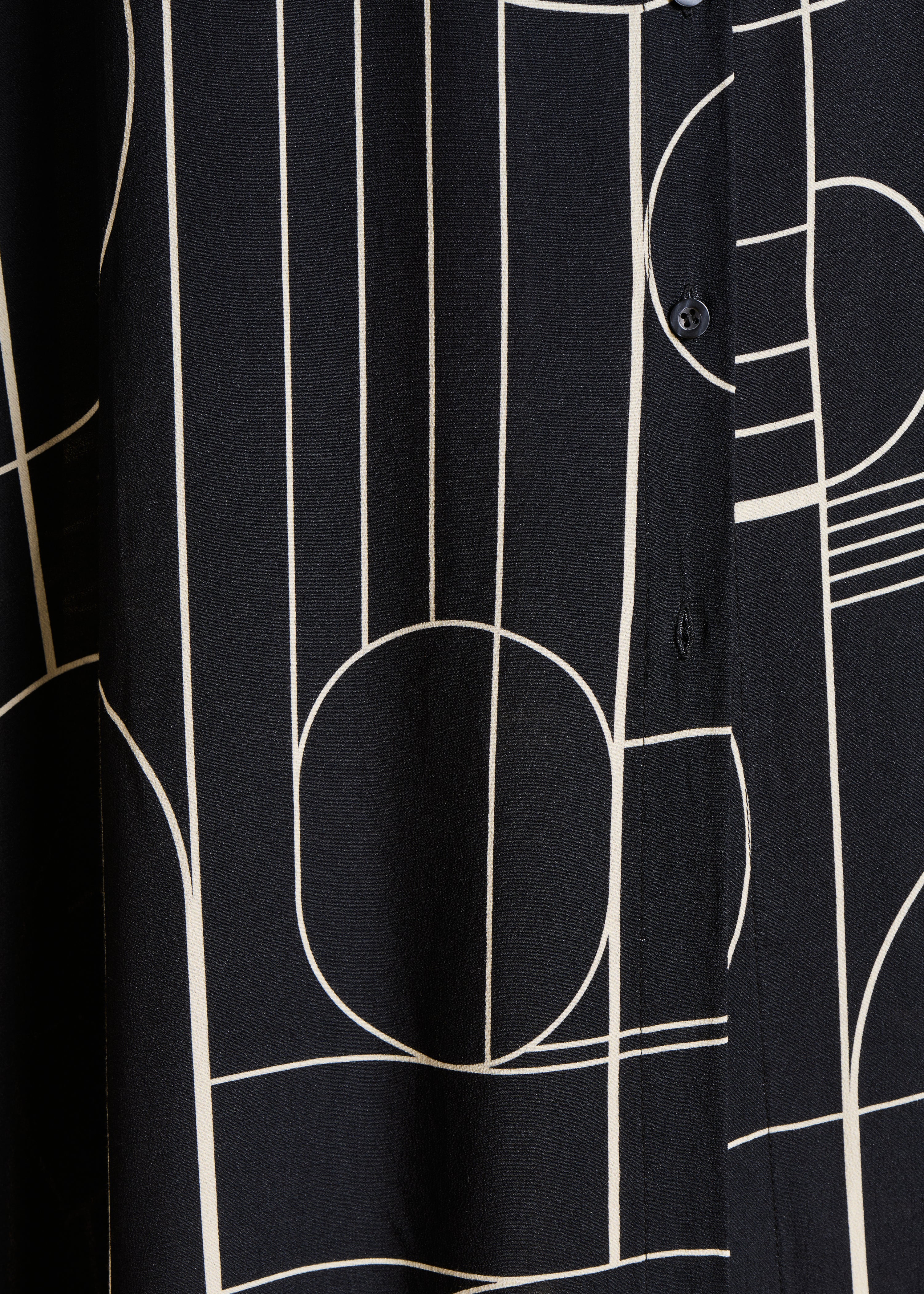 Black midi dress with printed shirt collar