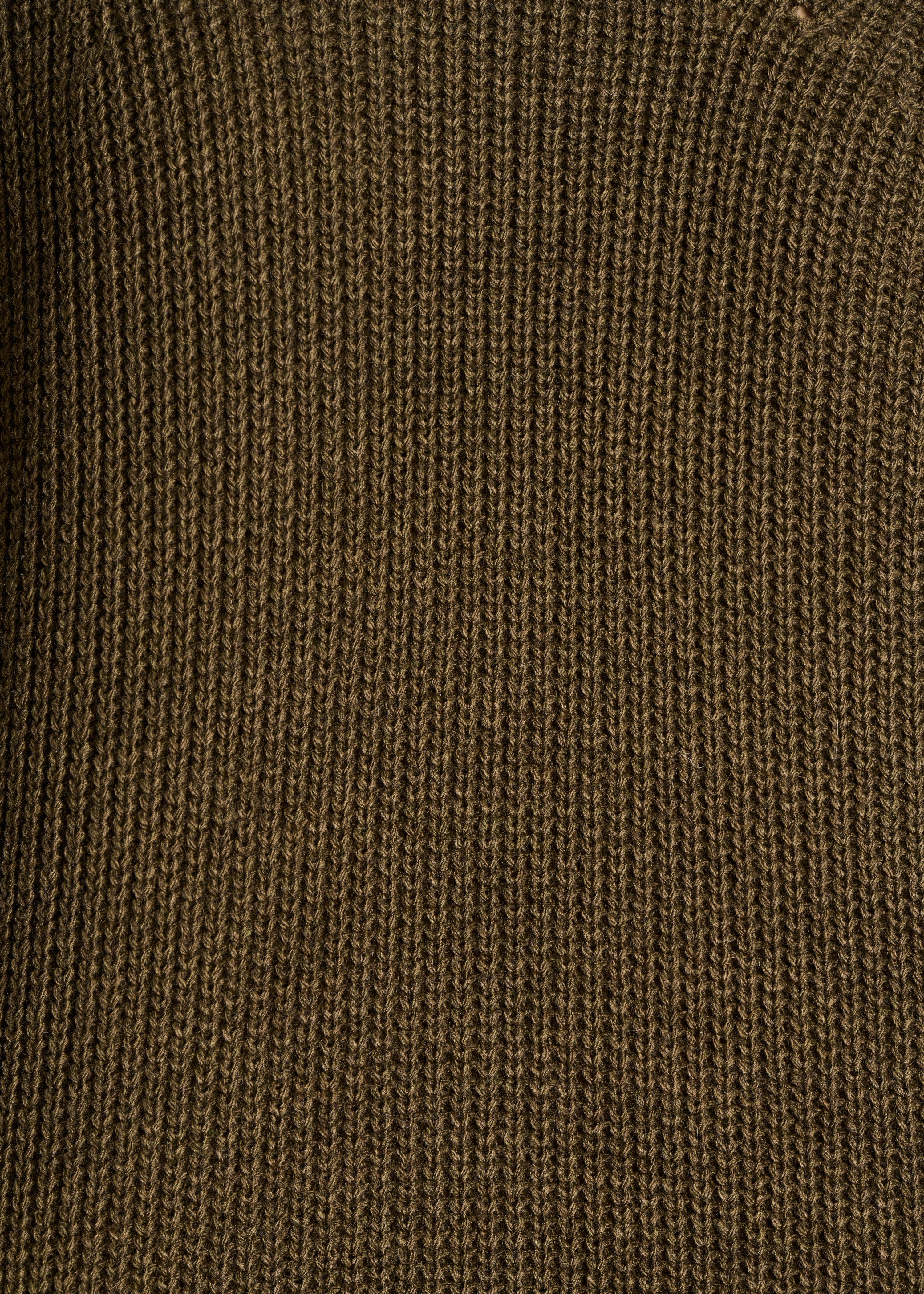 Khaki gebreide korte jurk, lange mouwen