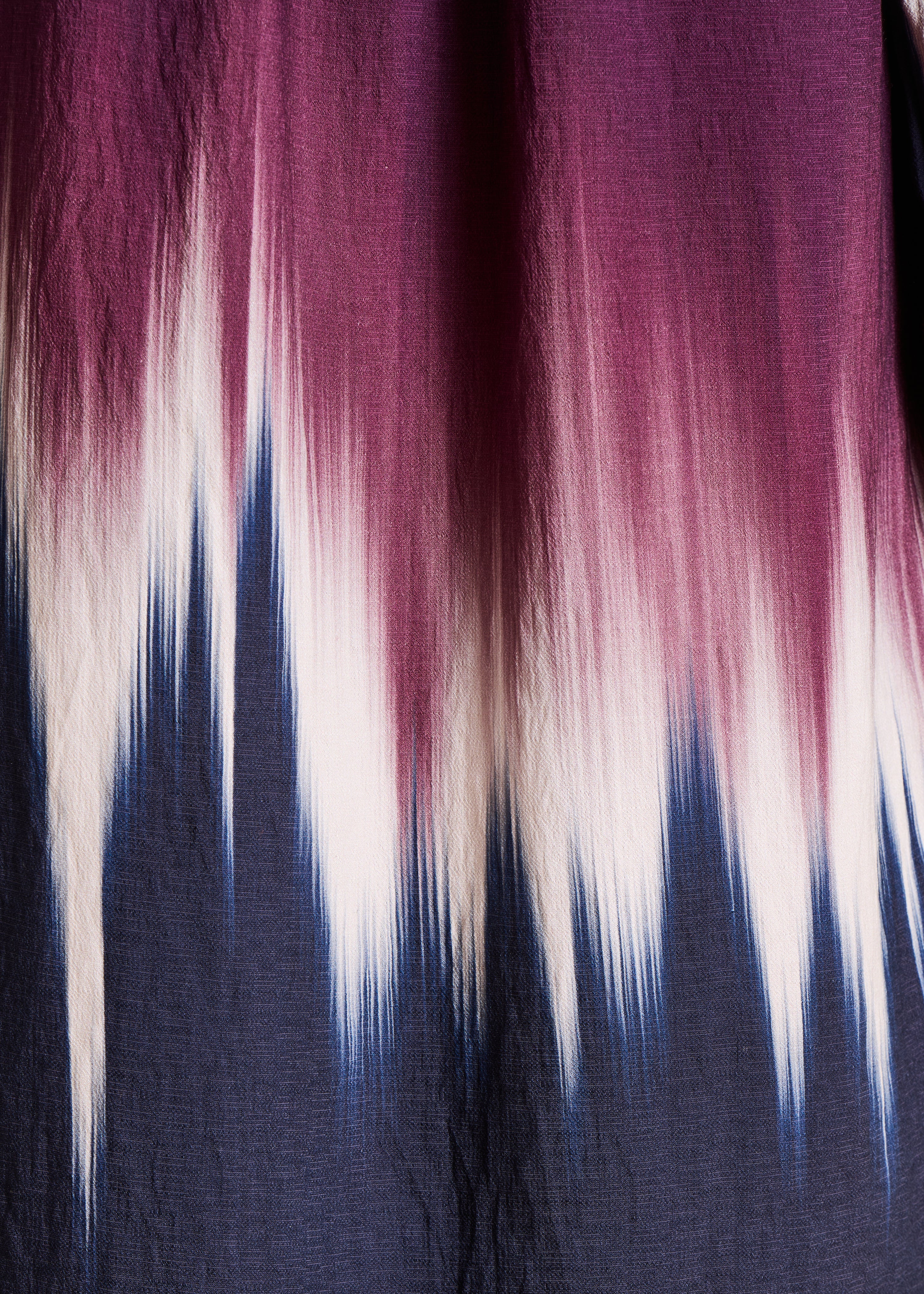 Short blue and plum dress with tie & dye print