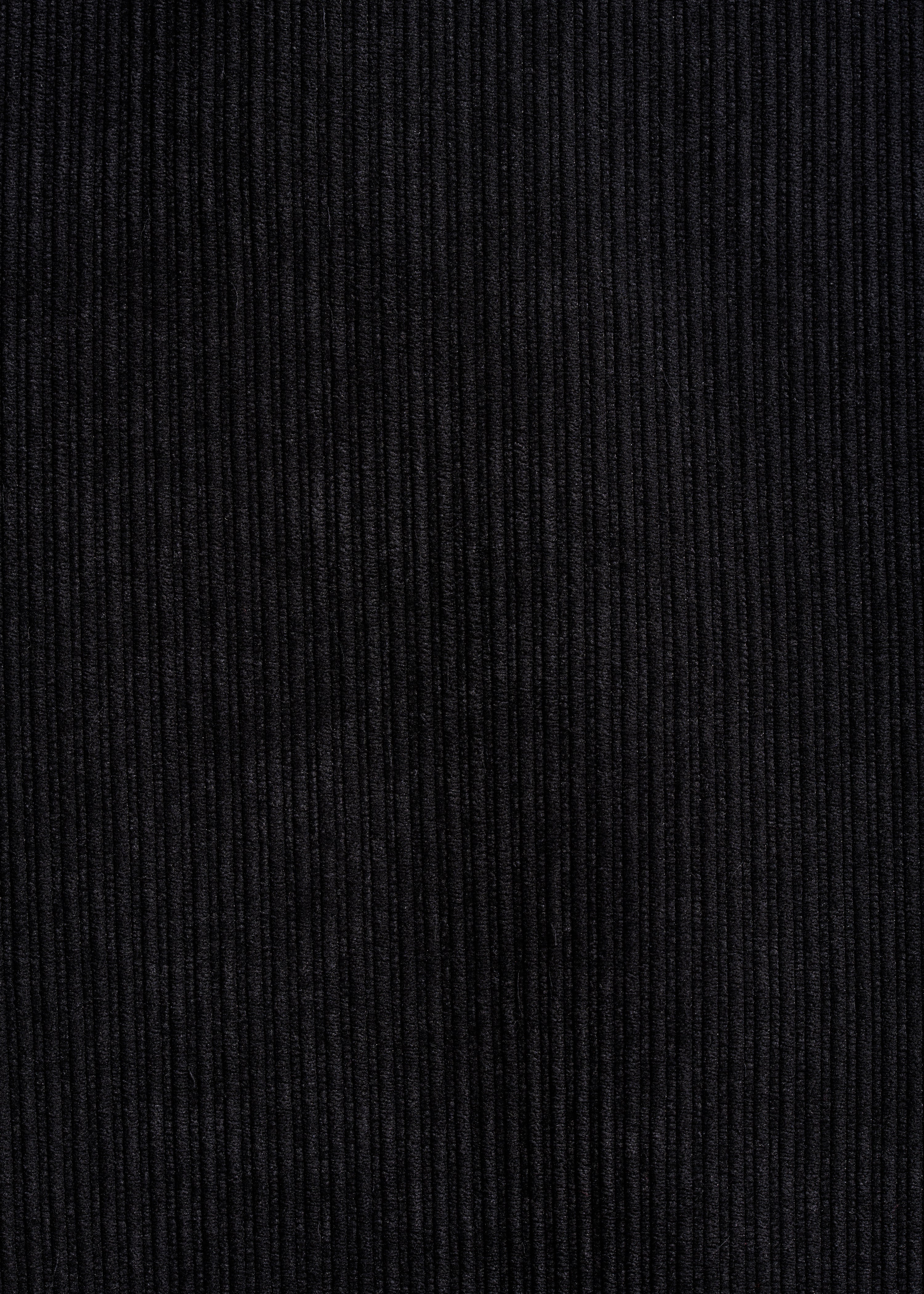 Robe courte droite noire en velours côtelé manches longues