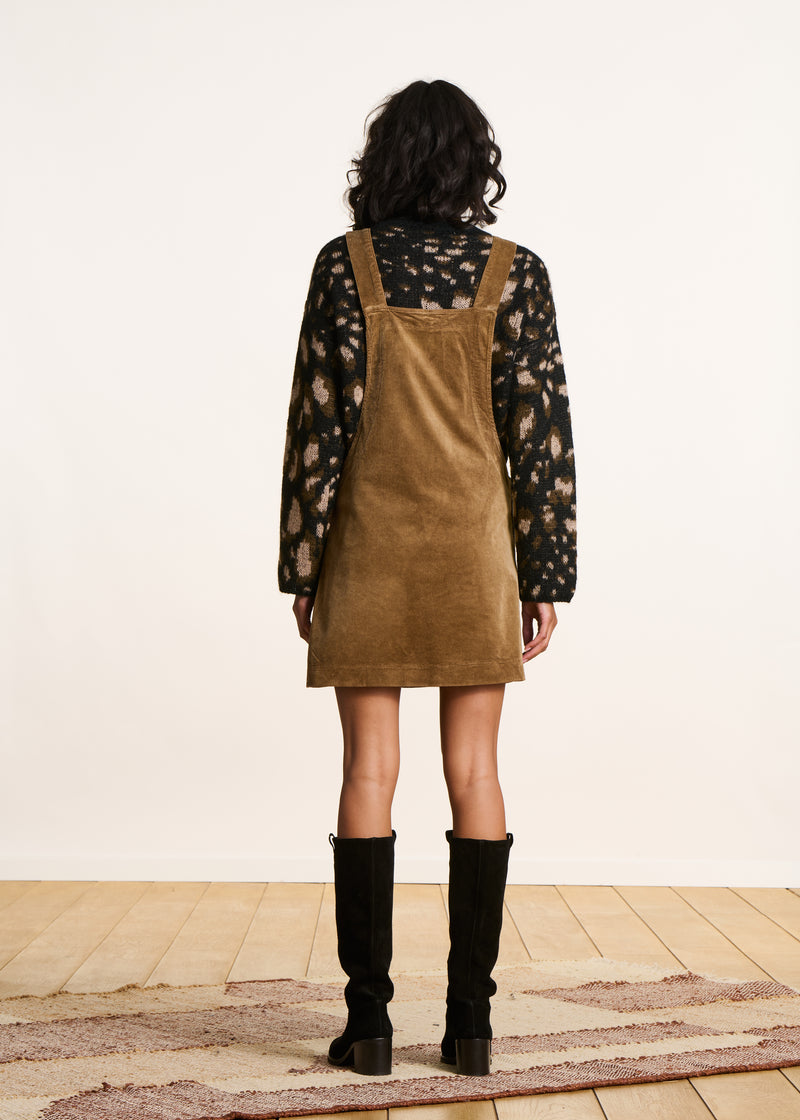 Robe Chasuble En Velours Côtelé Pour Femme - Bretelles Réglables Mini Robe à Bretelles
