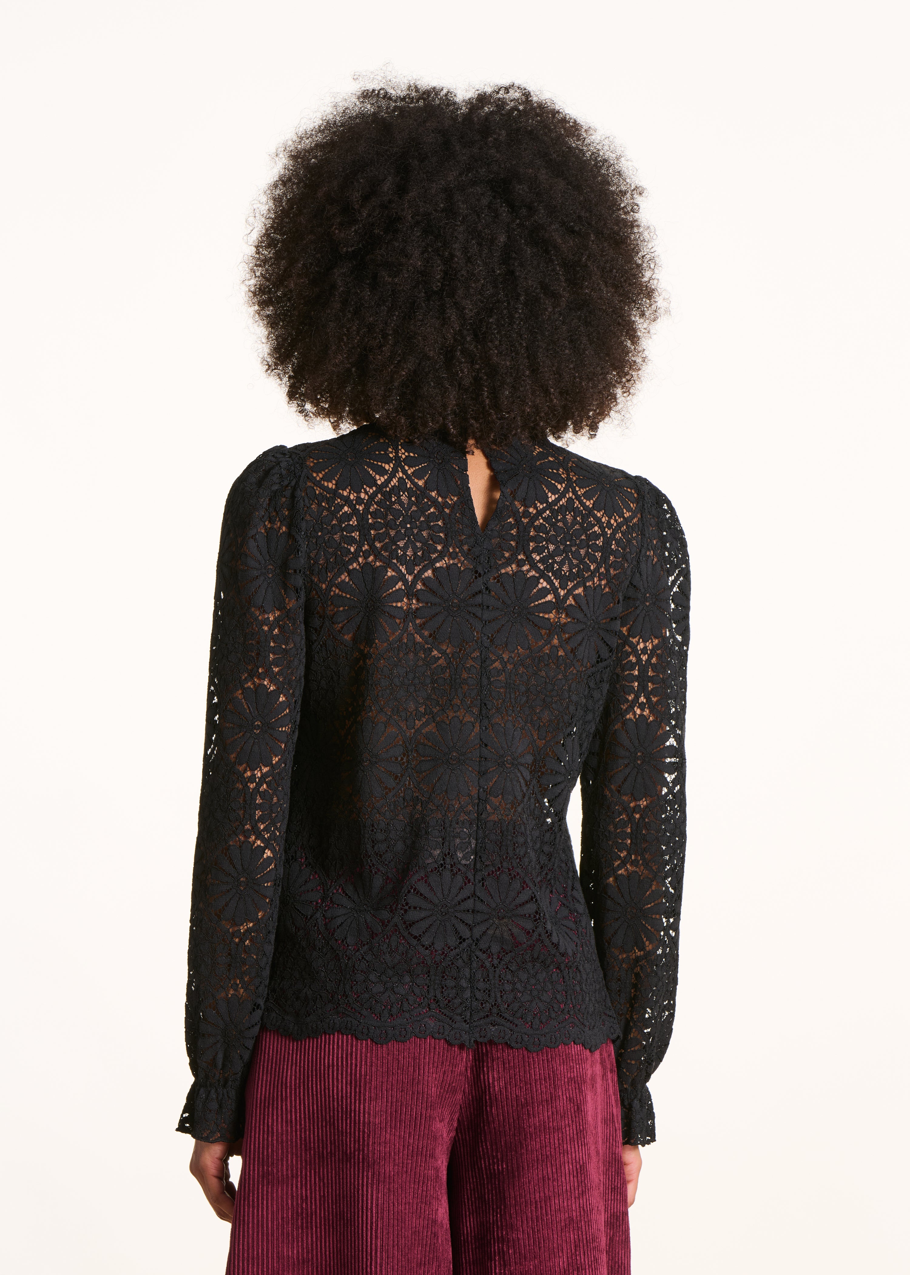 Black lace long sleeve top