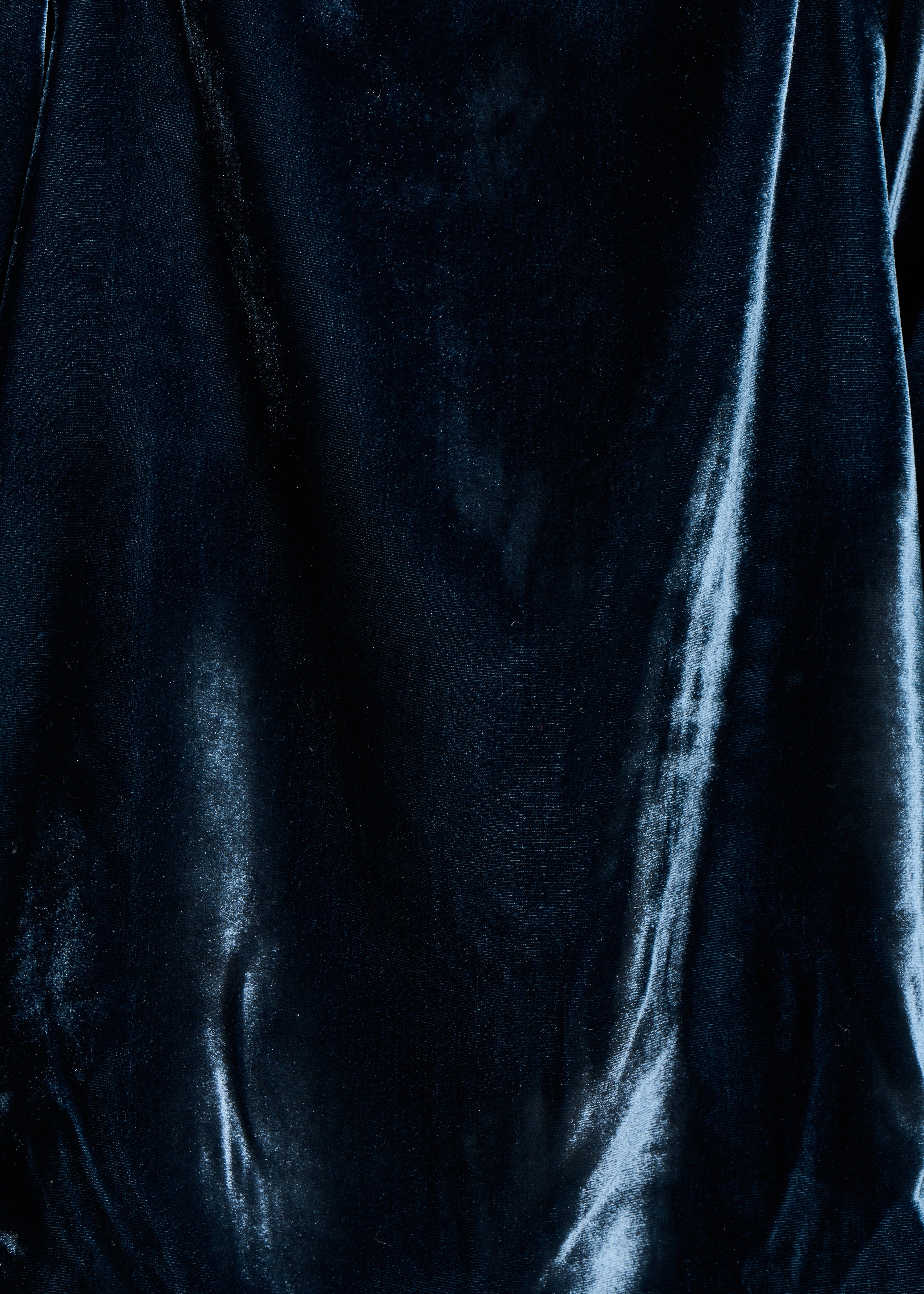 Top en velours bleu pétrole à manches longues