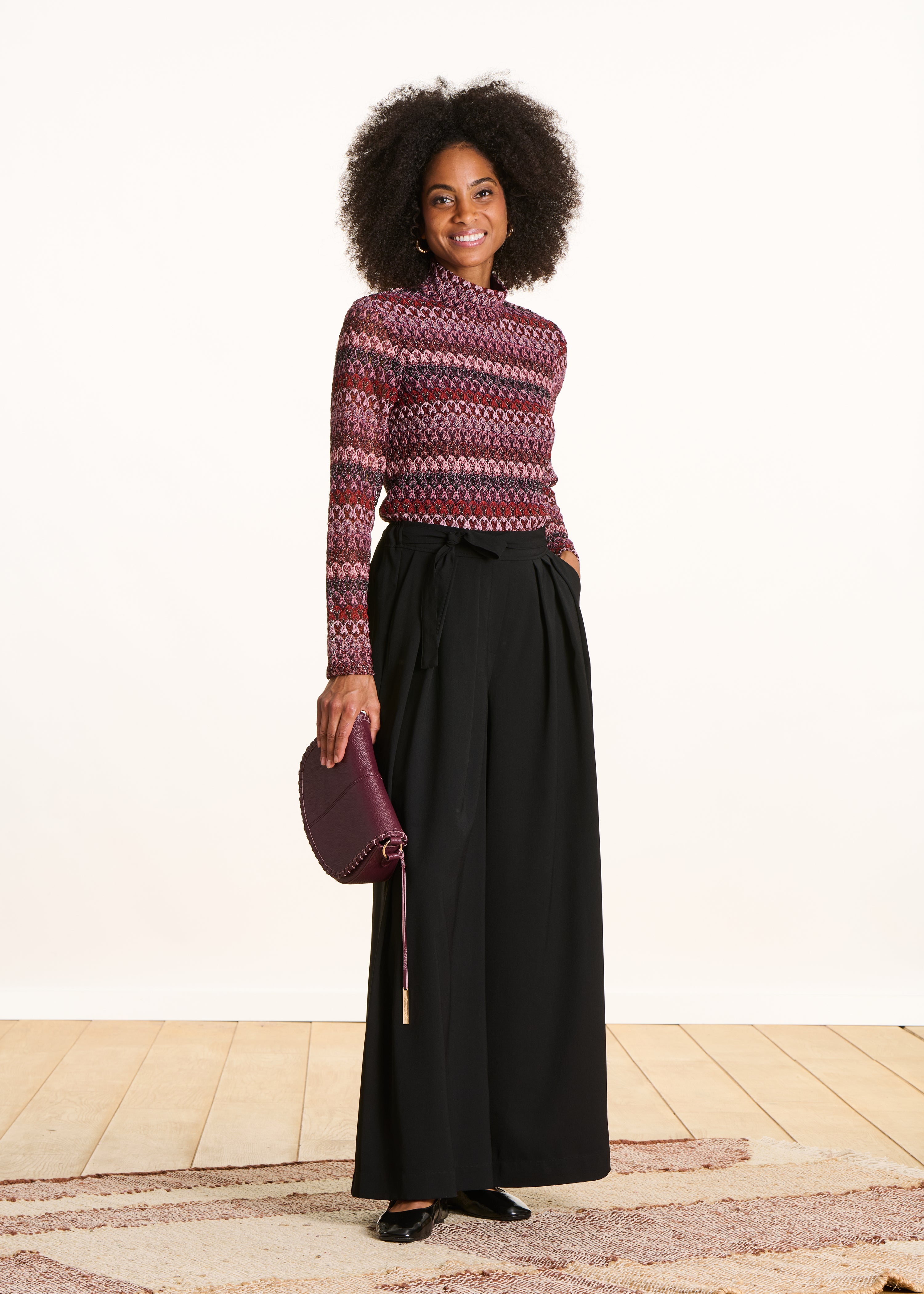 T-shirt rouge en crochet manches longues