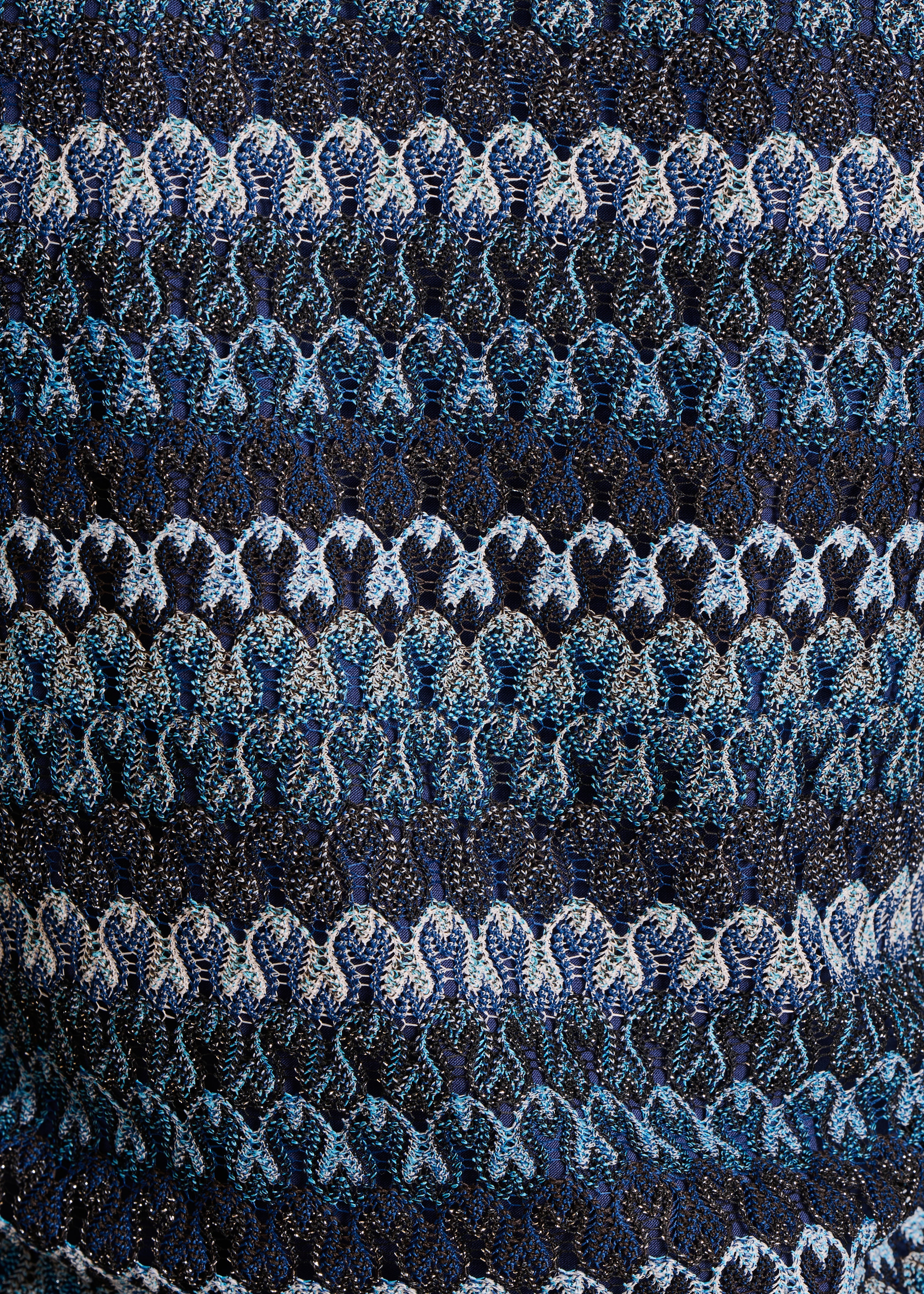 Petrol blue crochet long sleeve T-shirt