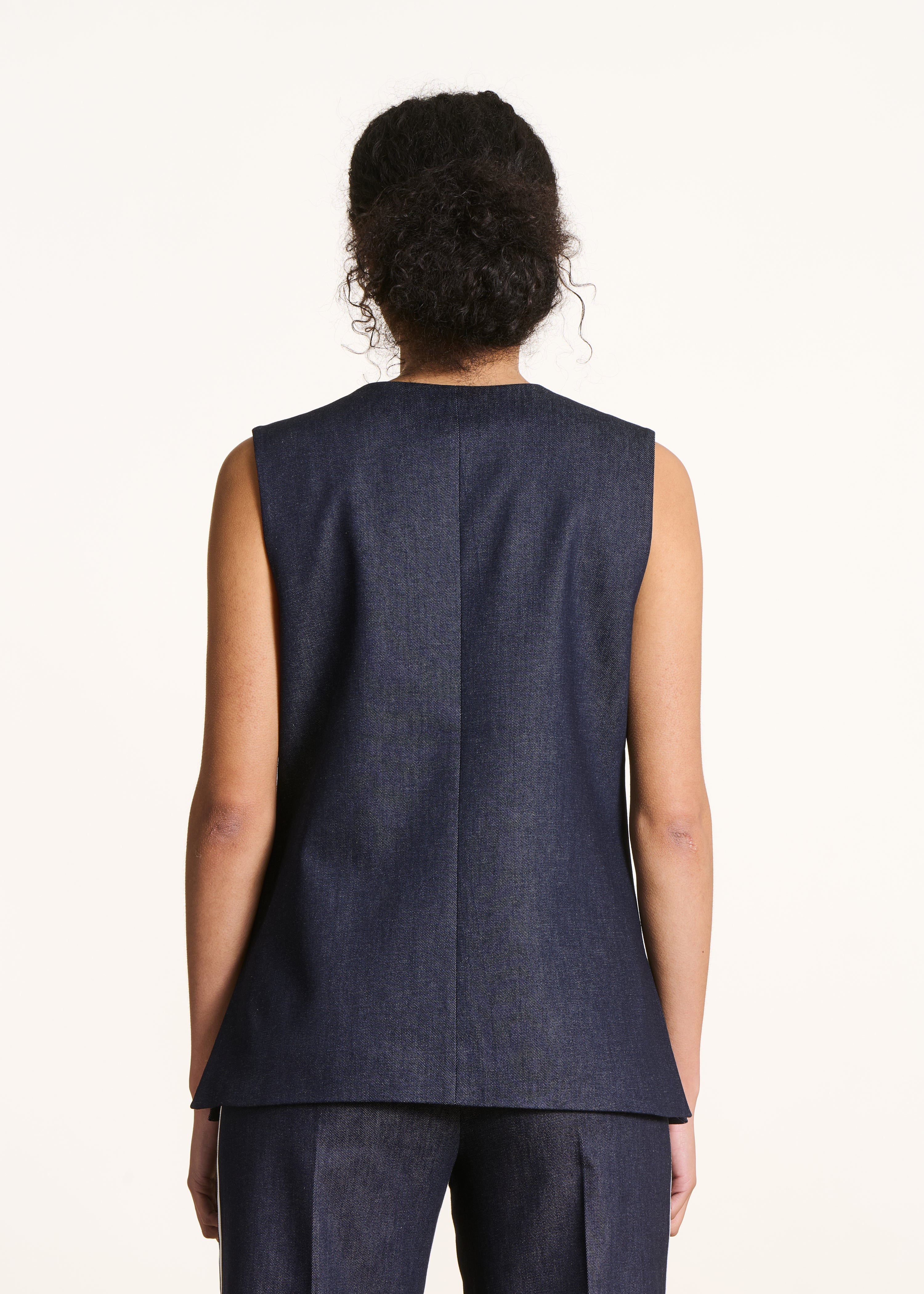 Dark denim sleeveless jacket
