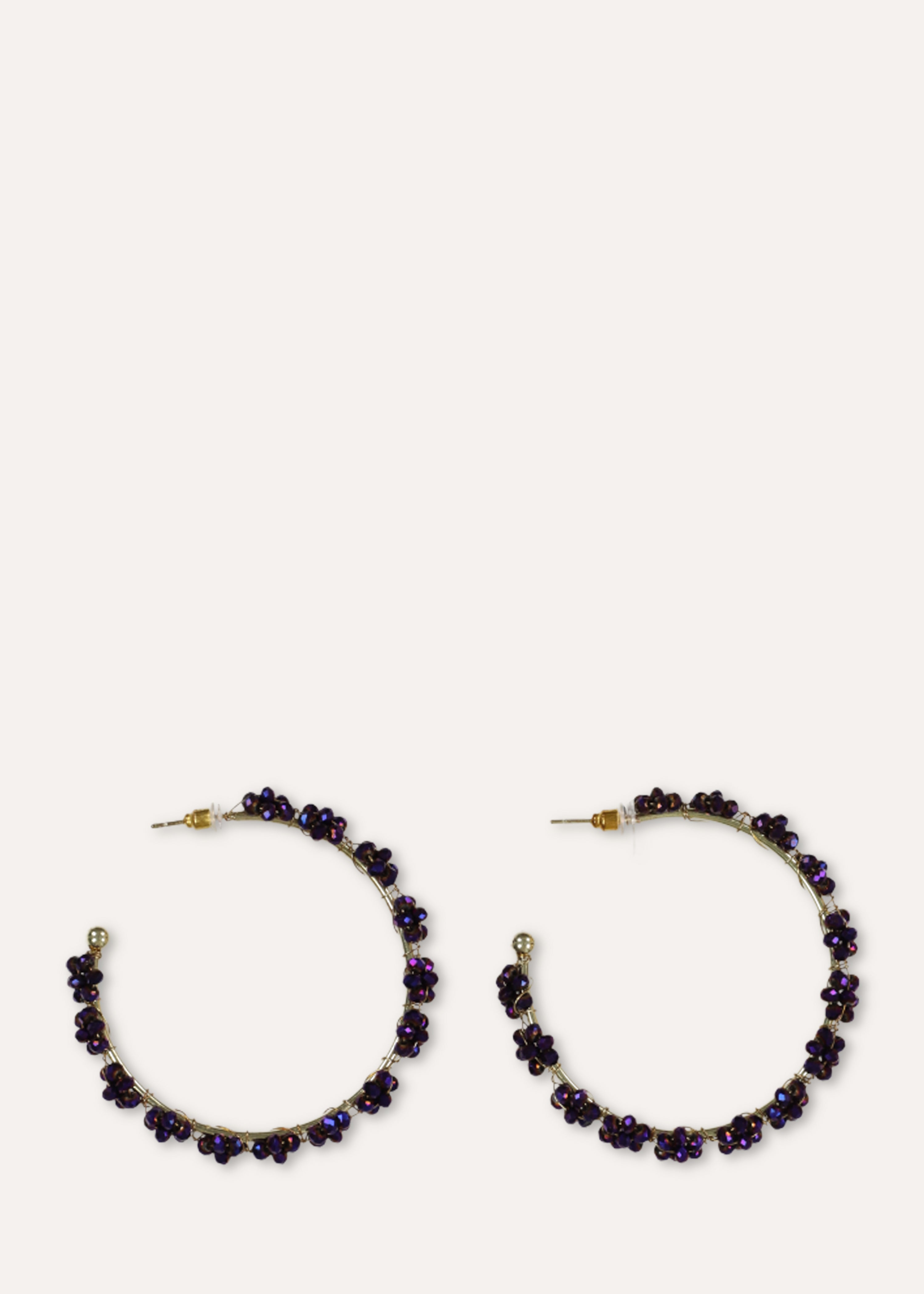Purple Pearl Flower Hoop Earrings