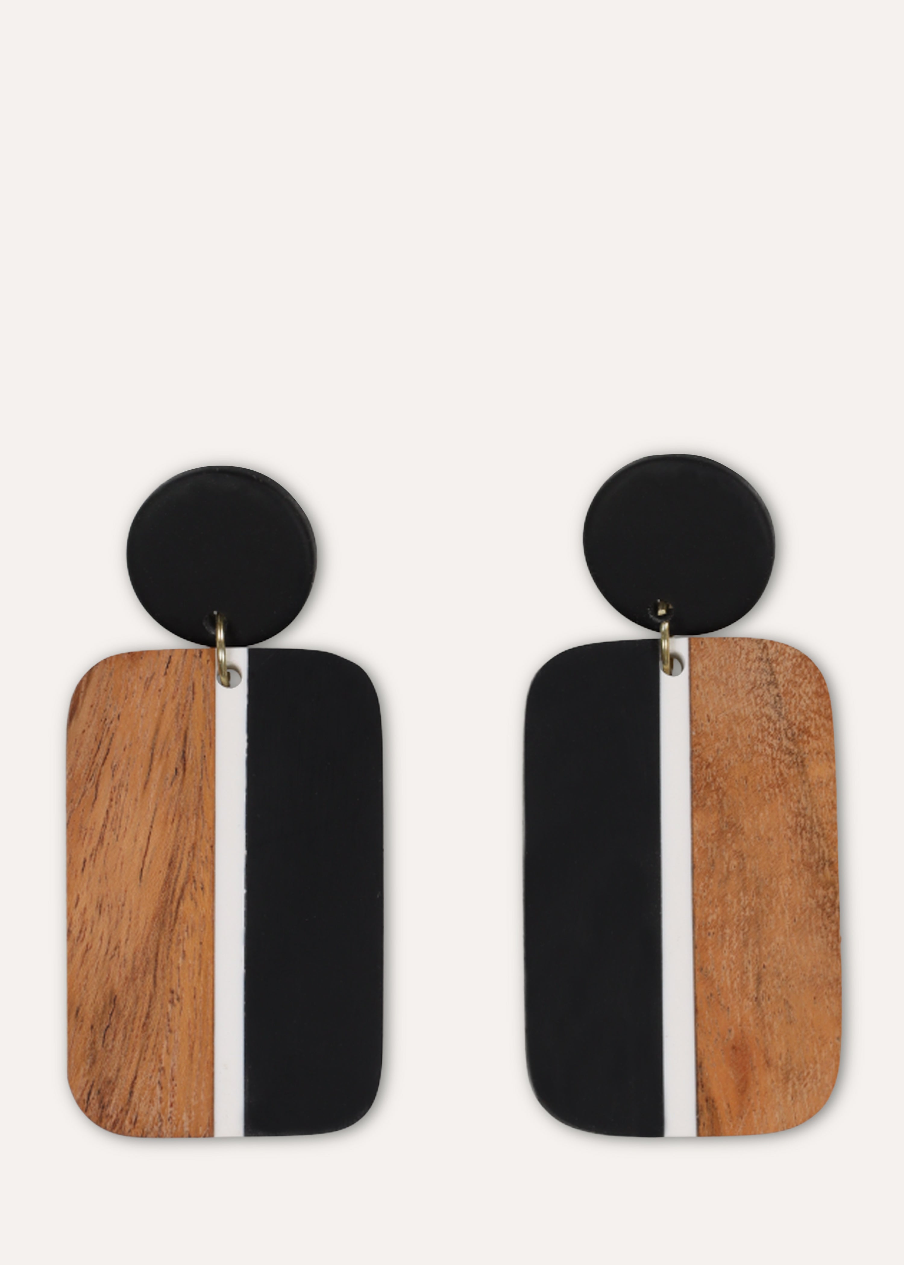 Wood and resin dangling earrings