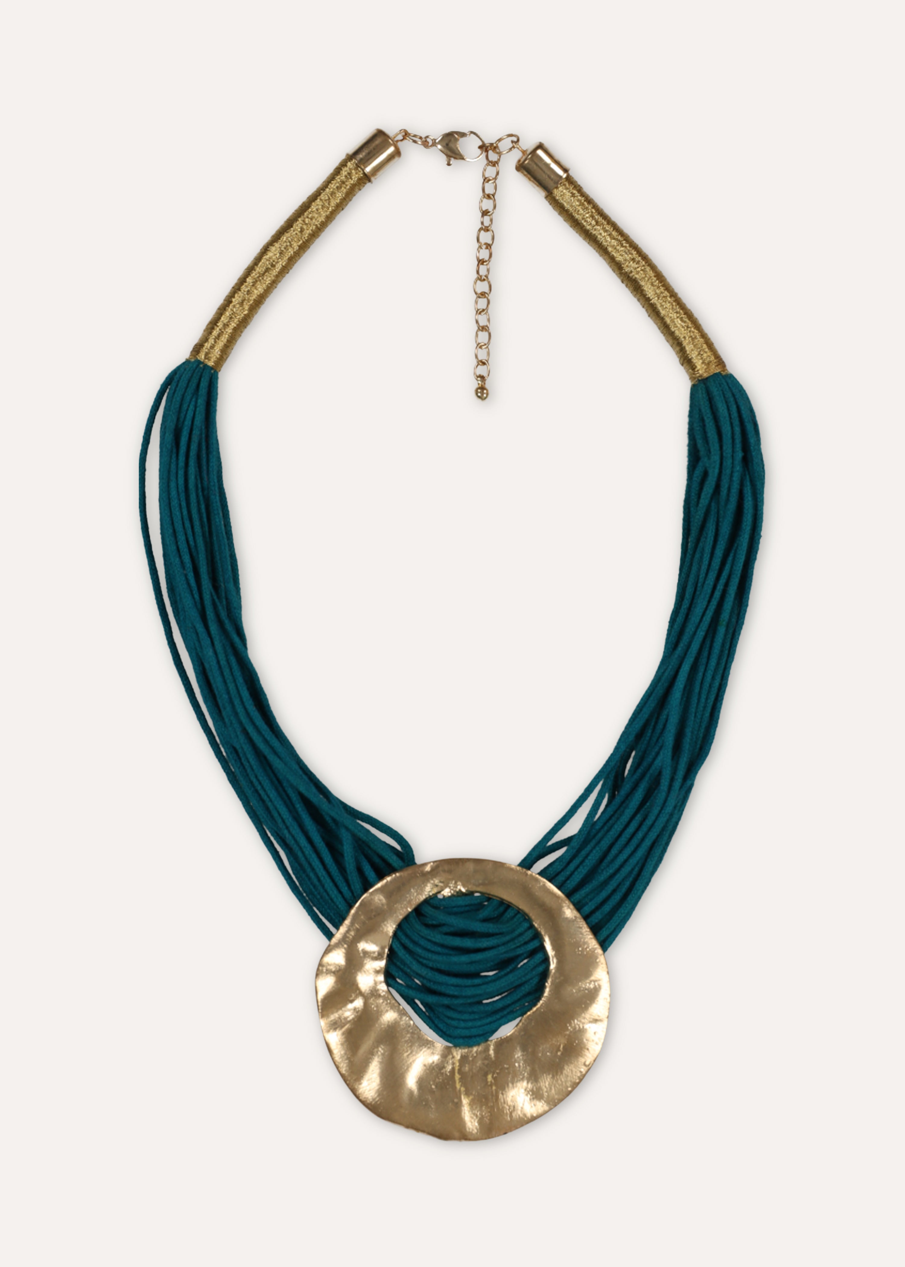 Groene katoenen en metalen ketting