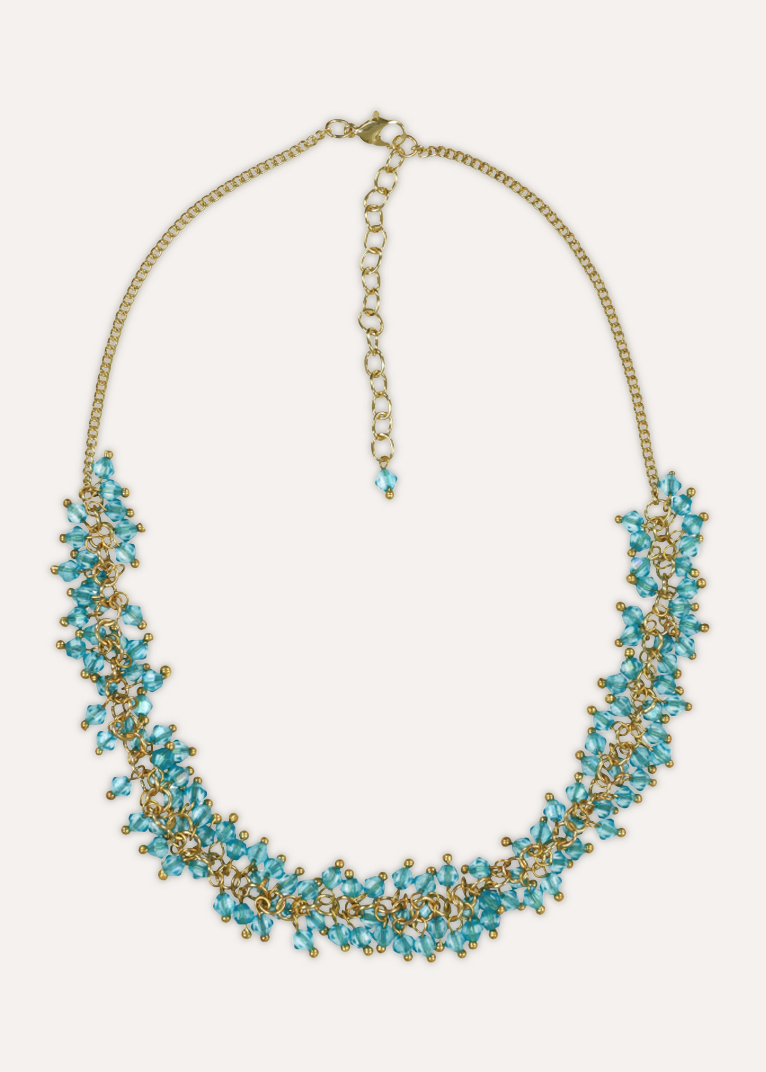 Blue Glass Bead Choker Necklace