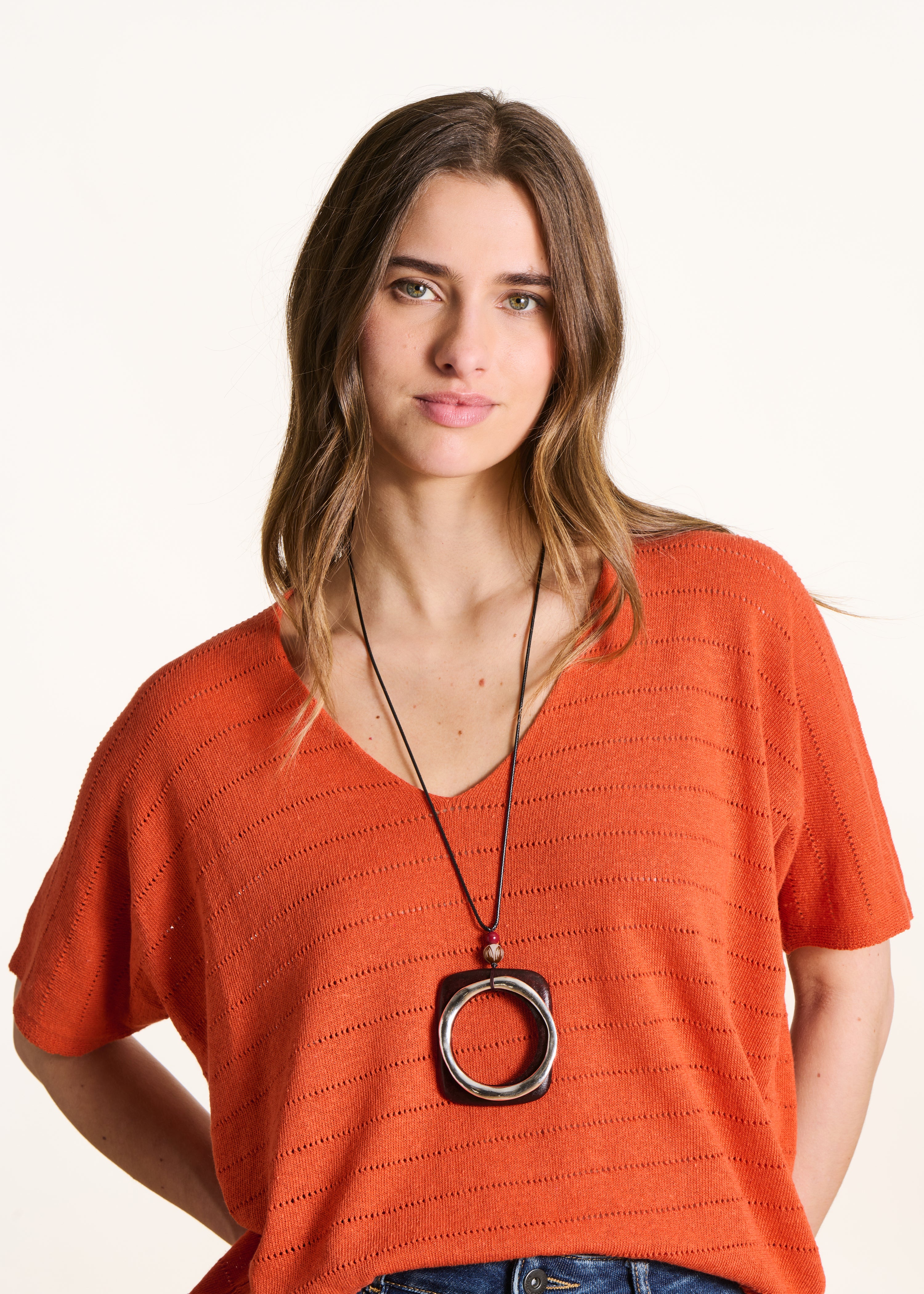 Verstelbare lange ketting van hout