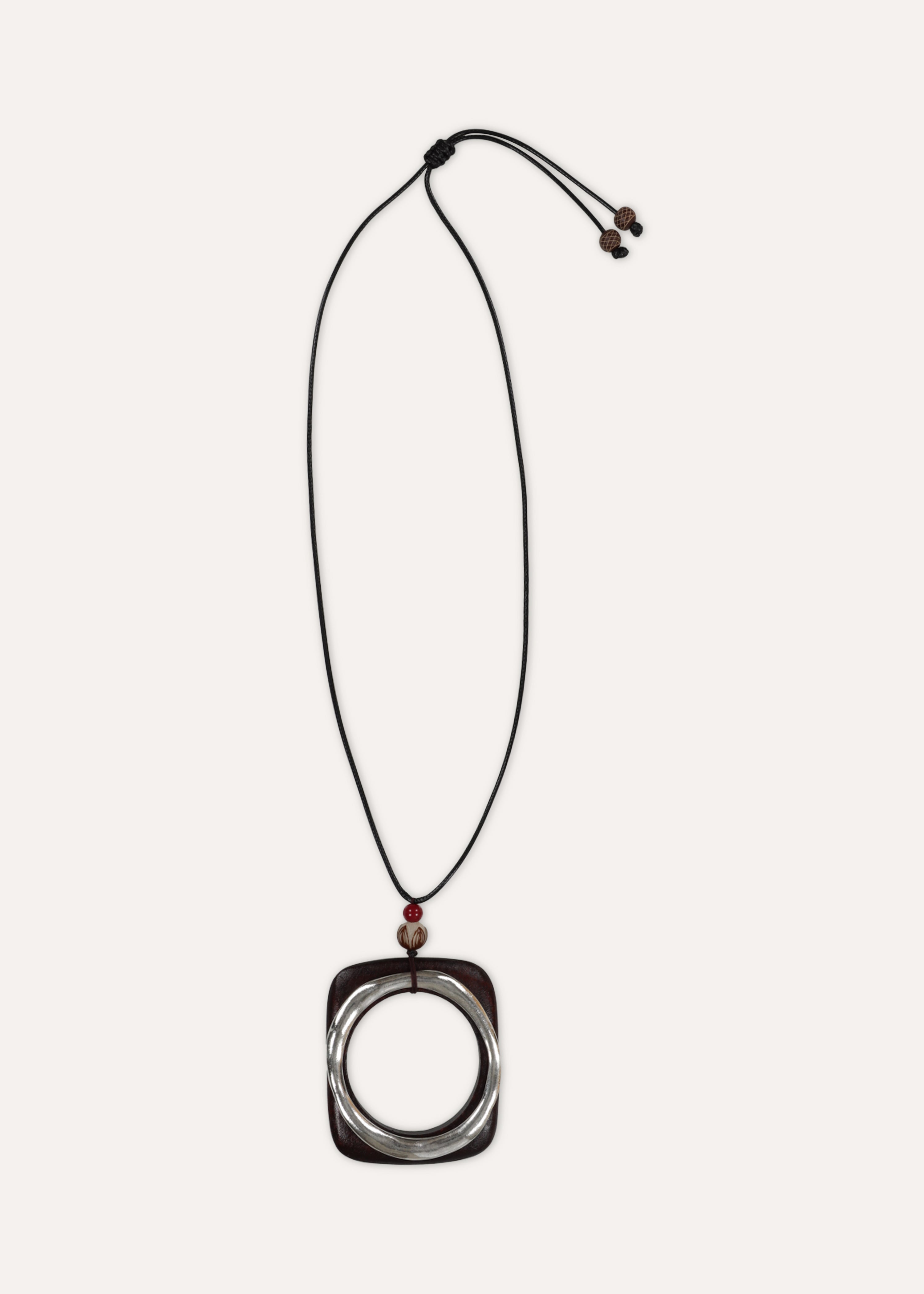 Avalaya Collana lunga con ciondolo in legno a doppio cerchio, colore marrone /turchese, con cordoncino di cotone marrone, lunghezza 80 cm, lunghezza 10 cm, regolabile, Legno cavi legno Avalaya Collana lunga con ciondolo in legno a doppio cerchio, colore marrone /turchese, con cordoncino di cotone marrone, lunghezza 80 cm, lunghezza 10 cm, regolabile, Legno cavi legno