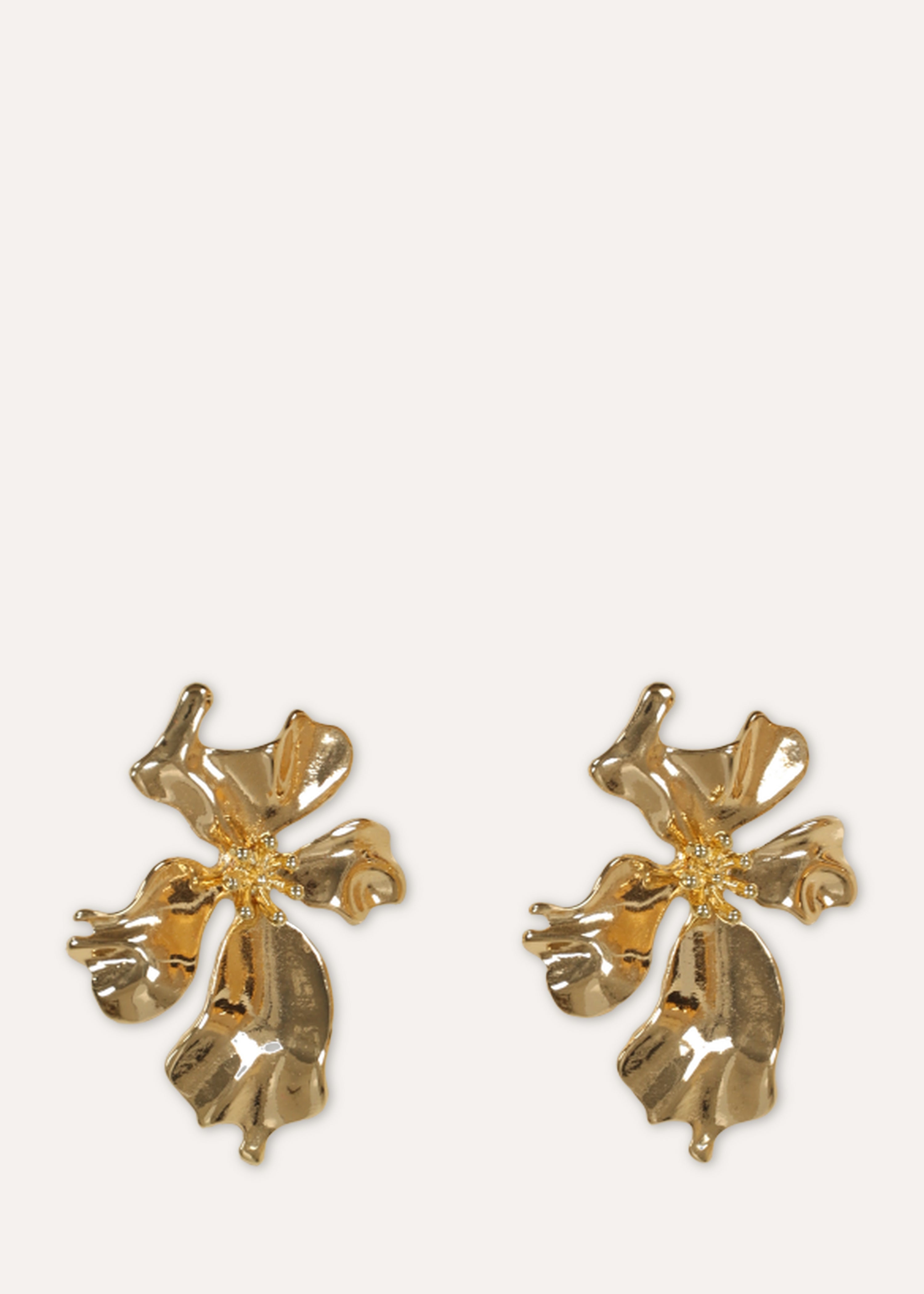 Gold flower dangling earrings