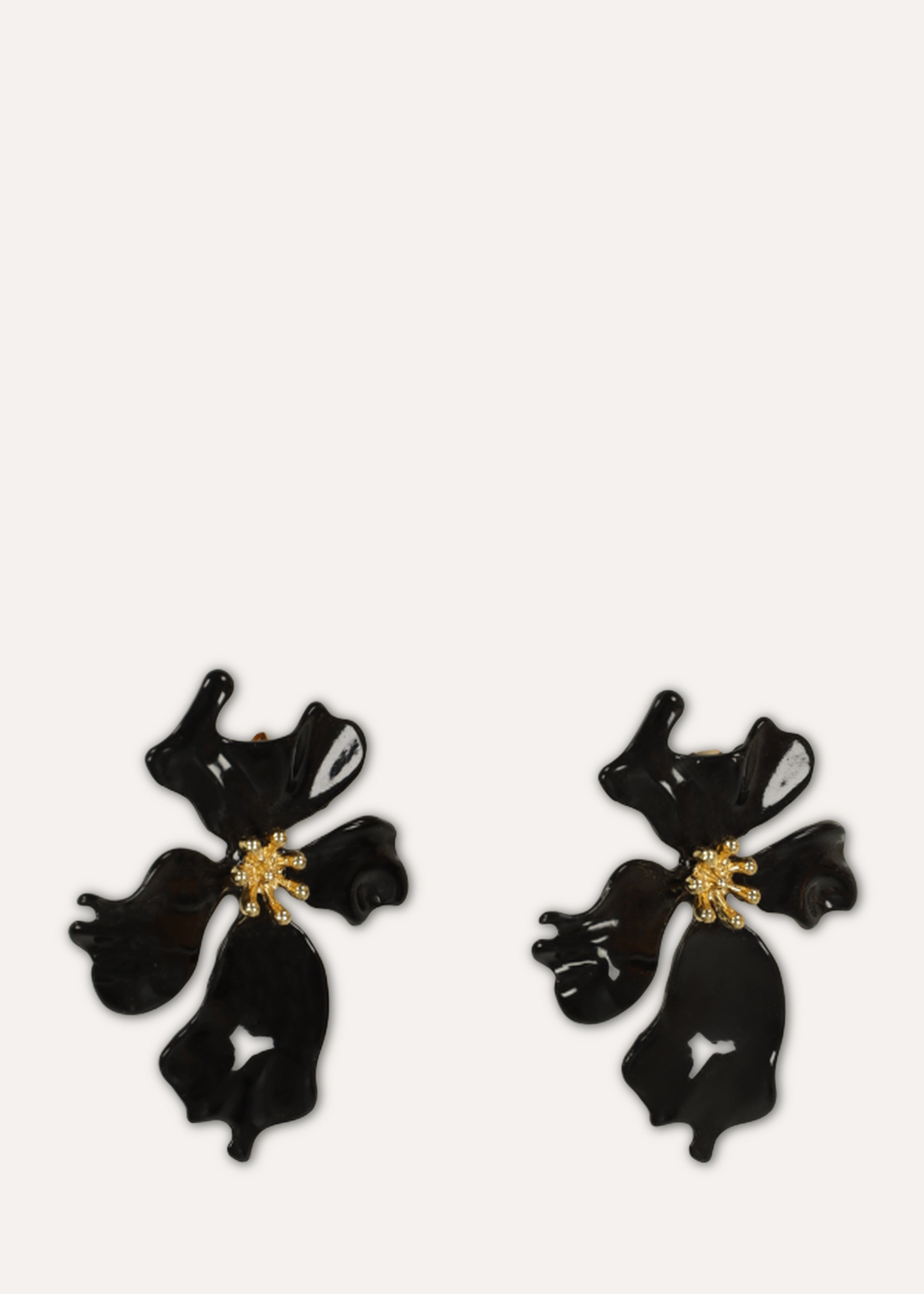 Black flower dangling earrings