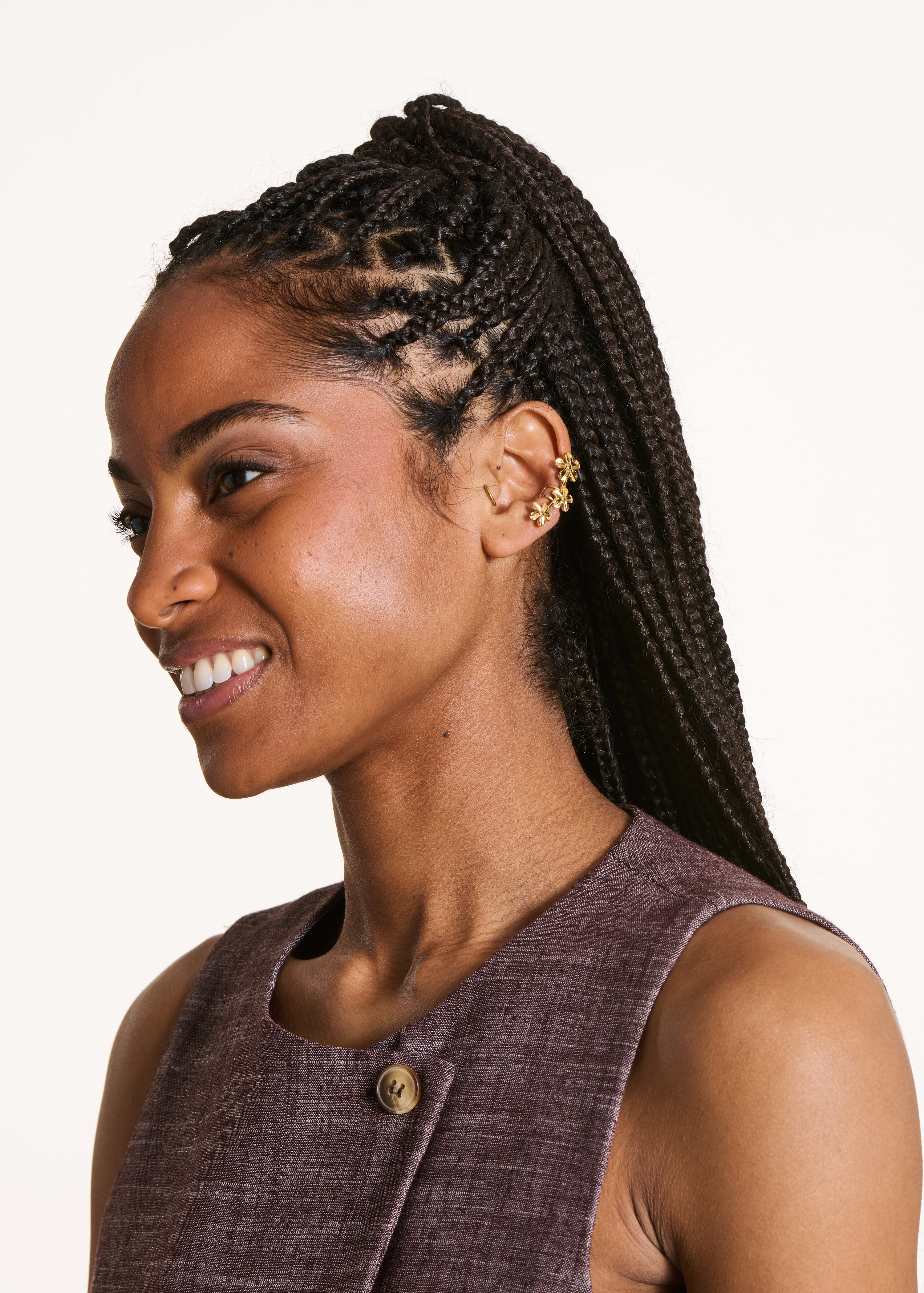 Boucles d'oreilles earcuff fleurs dorées