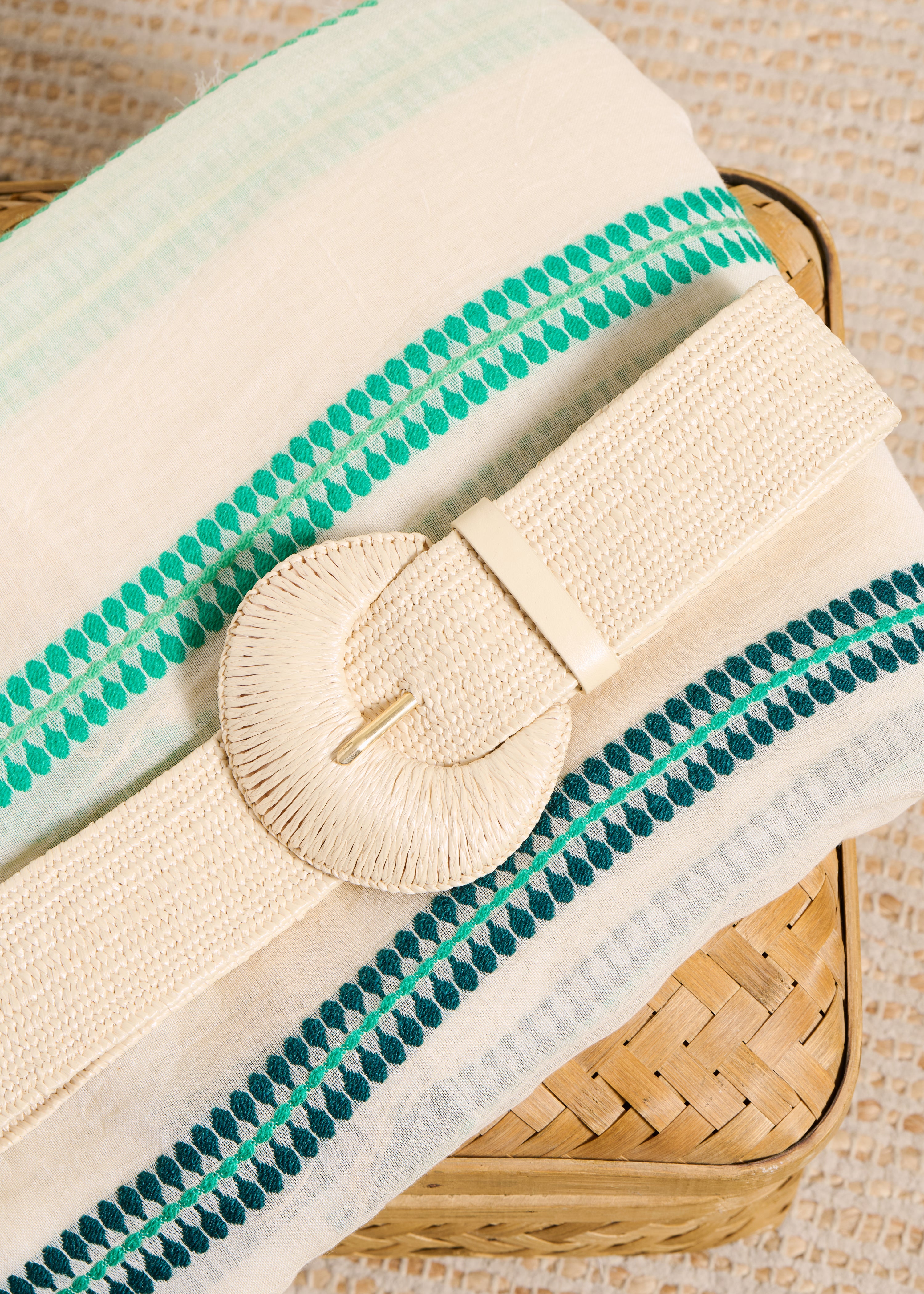 Cinturón ancho elástico color crudo