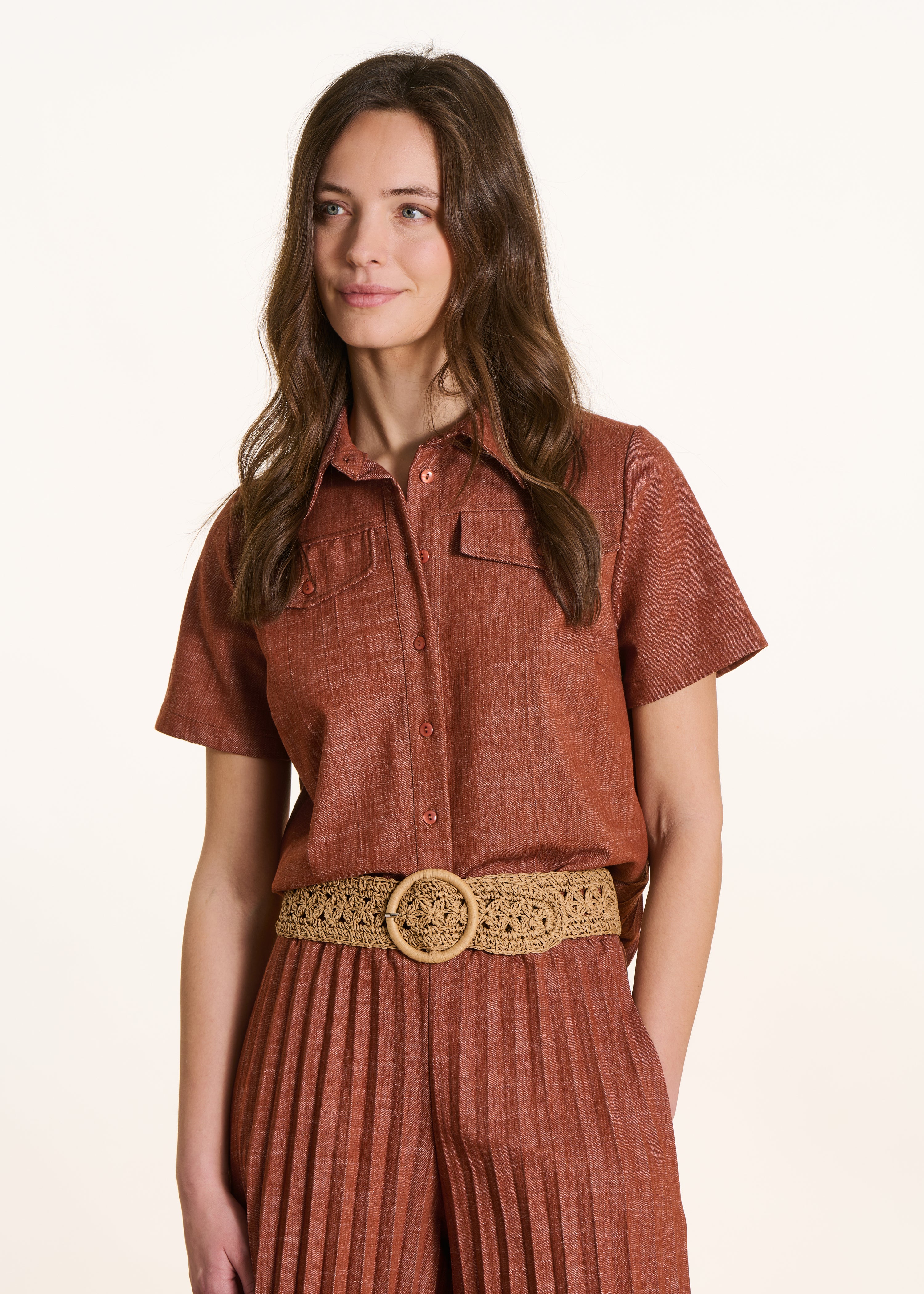 Ceinture large beige en paille