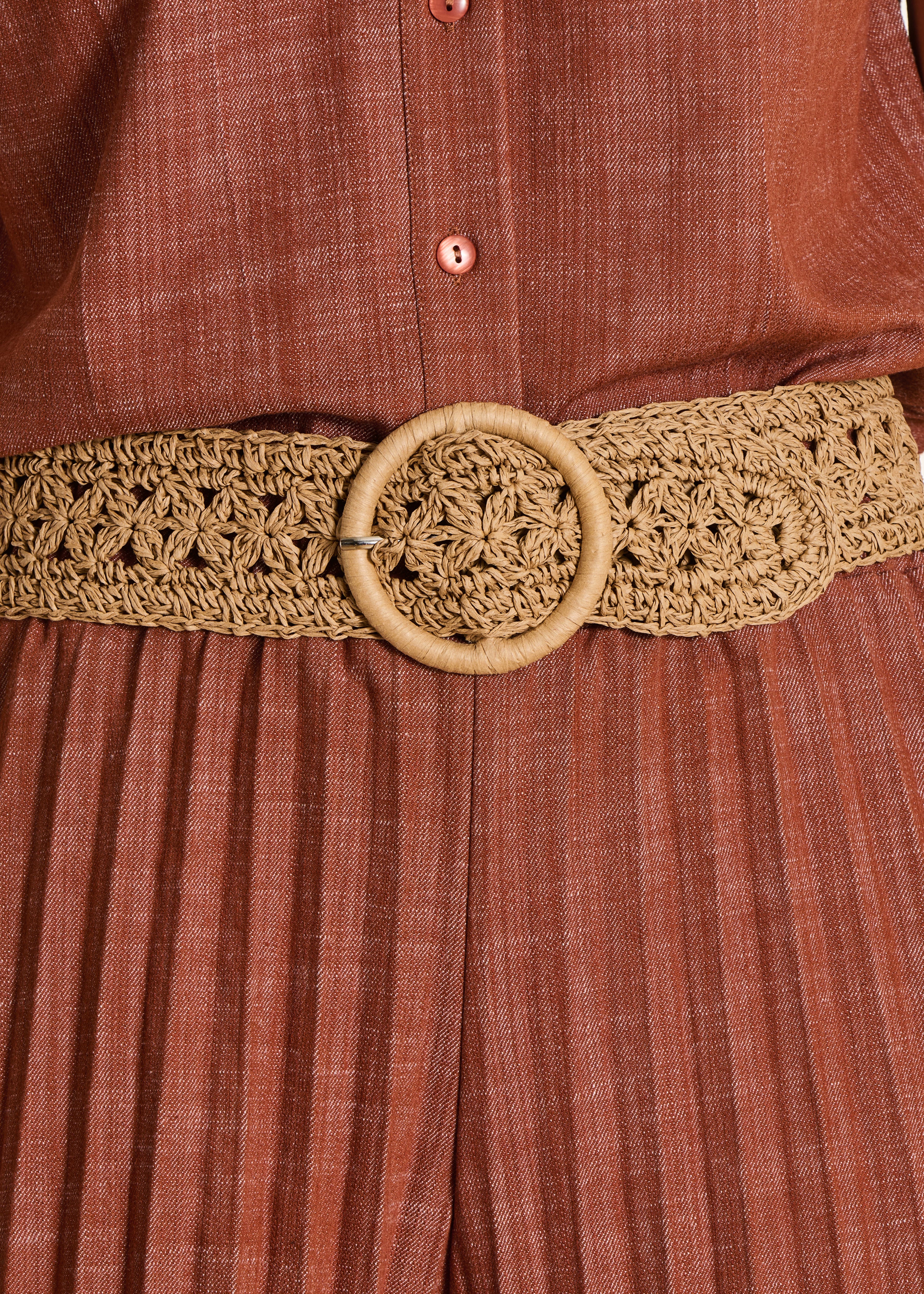 Cintura larga beige in paglia