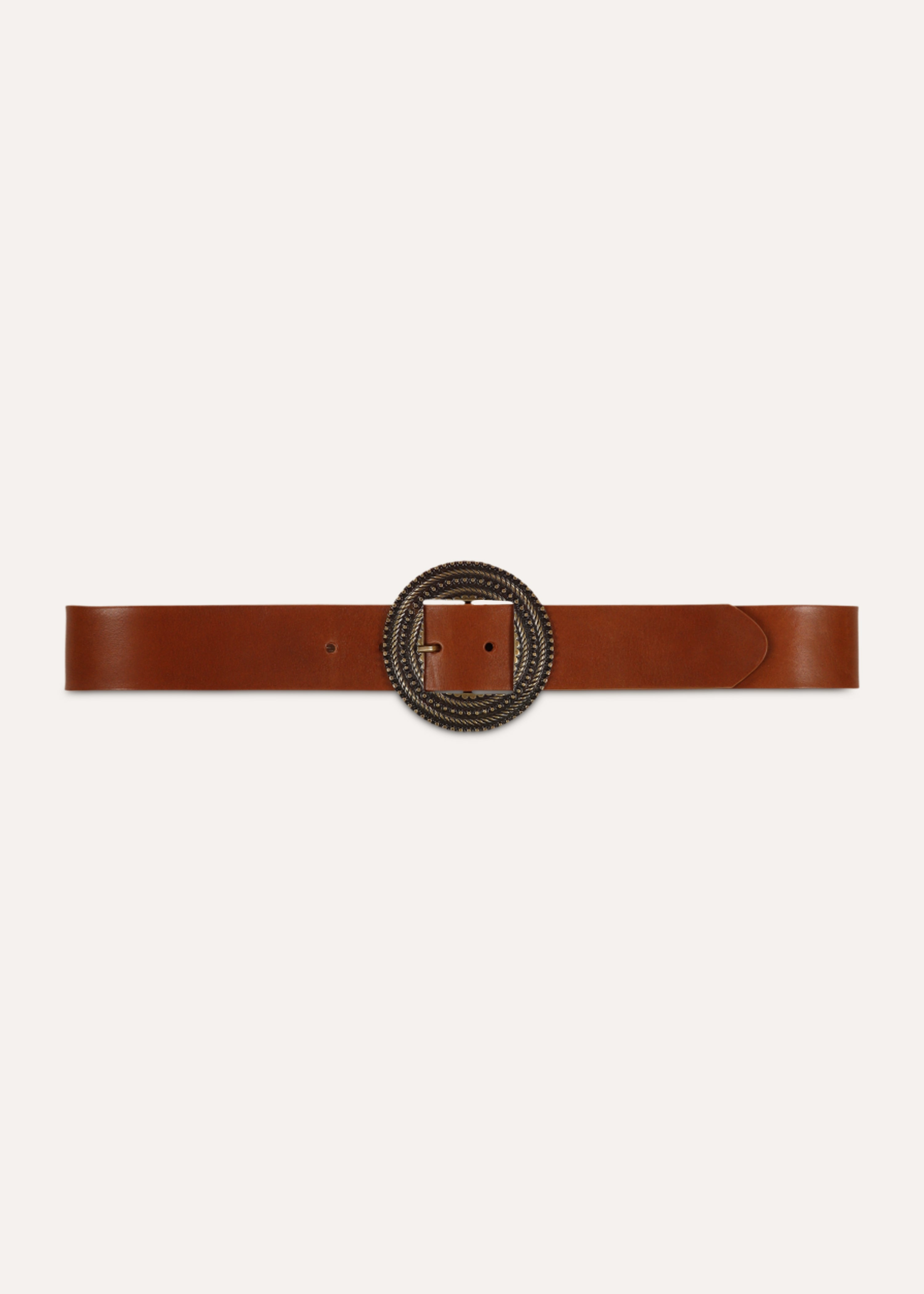 Ceinture camel en cuir boucle ronde