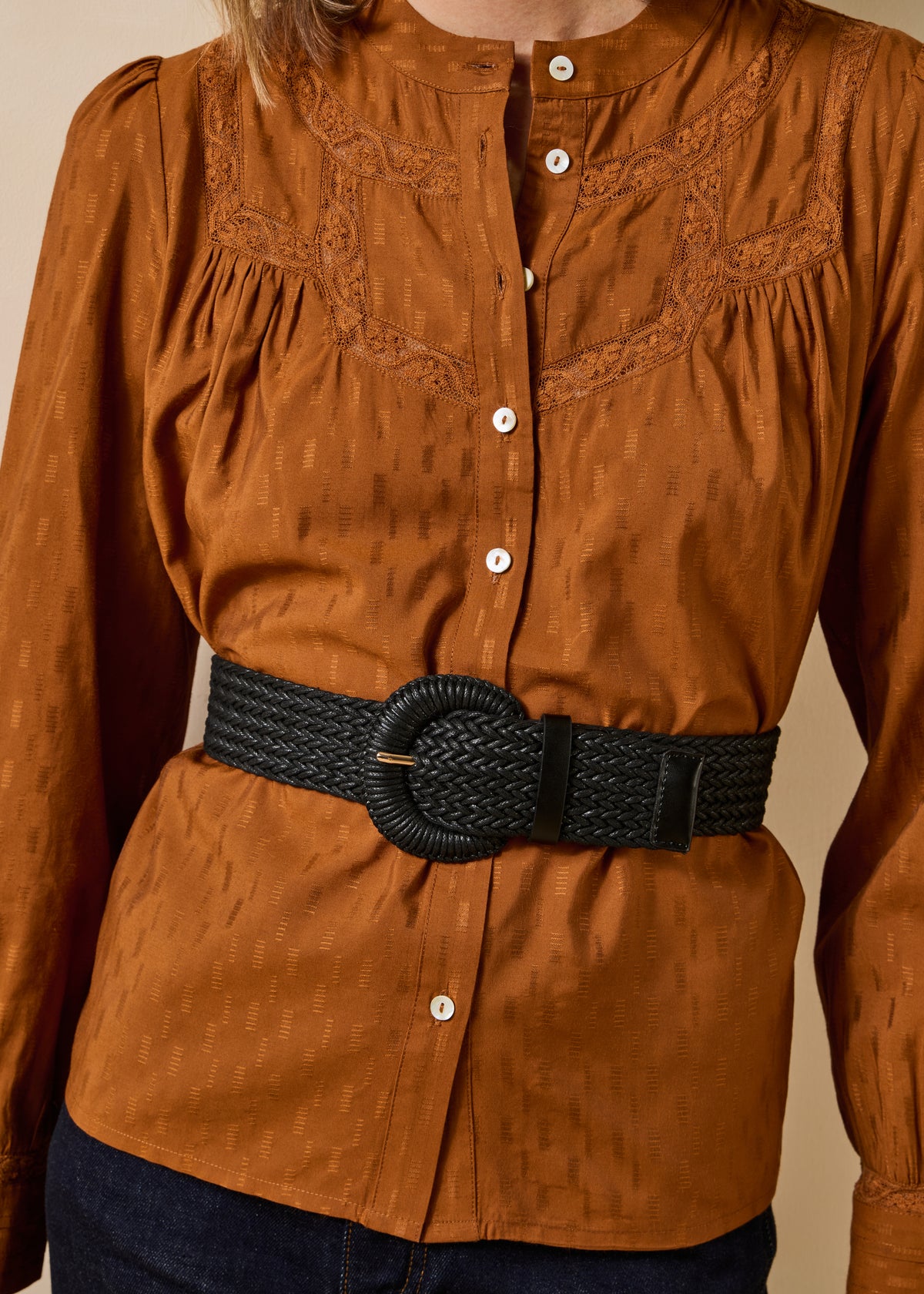 Ceinture élastiquée large noire