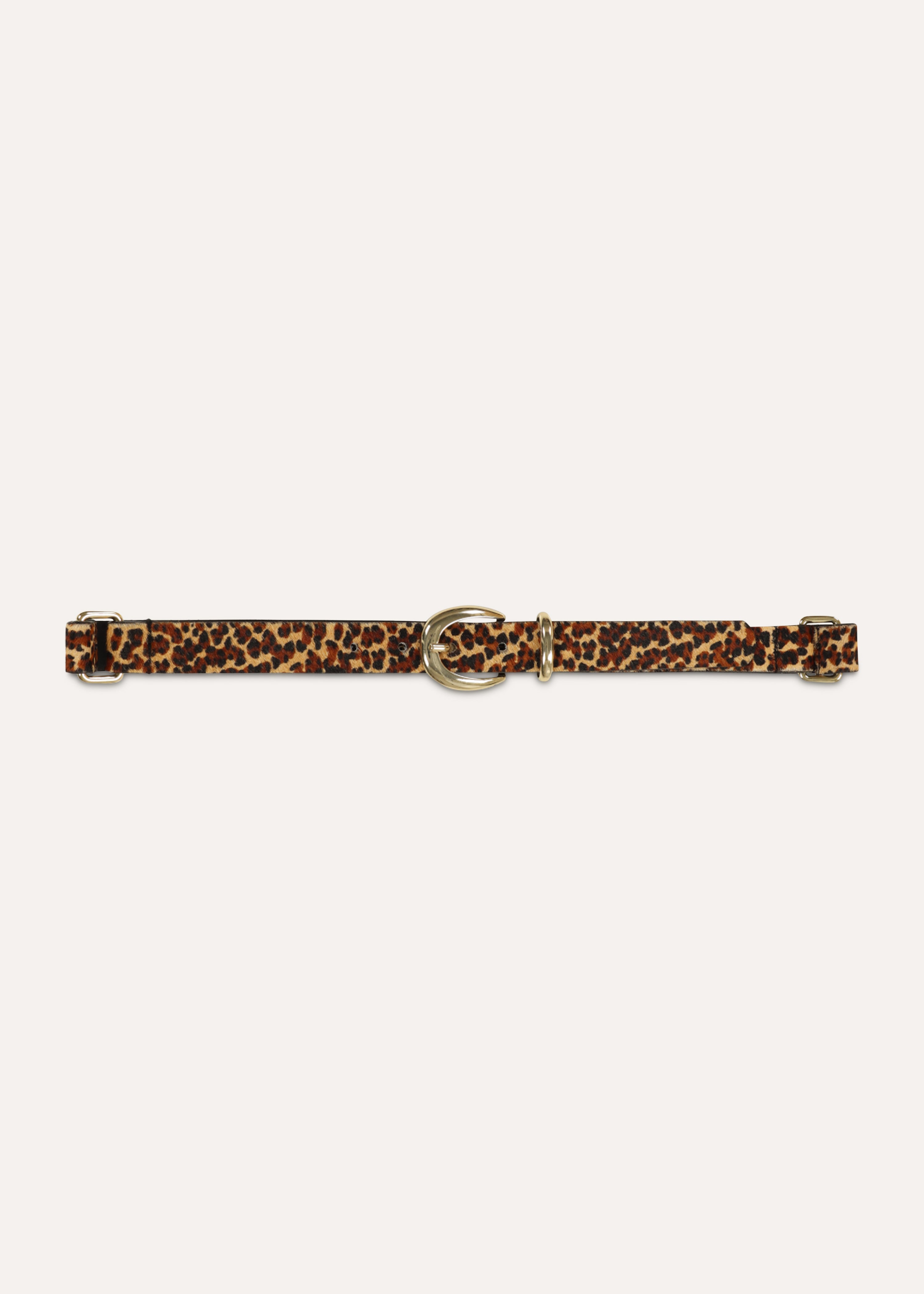 Ceinture fine marron en cuir impression animalier