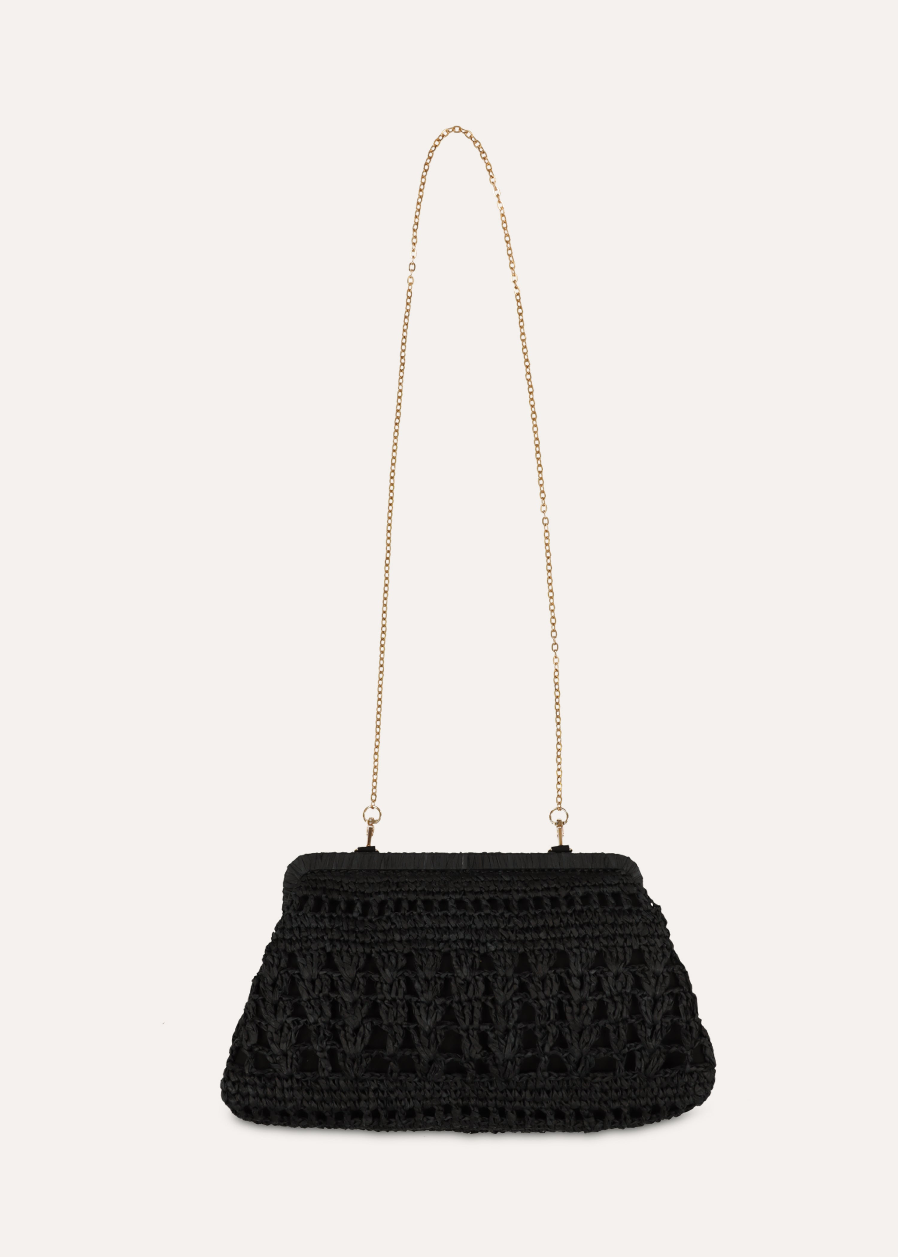 Sac besace en raphia noir