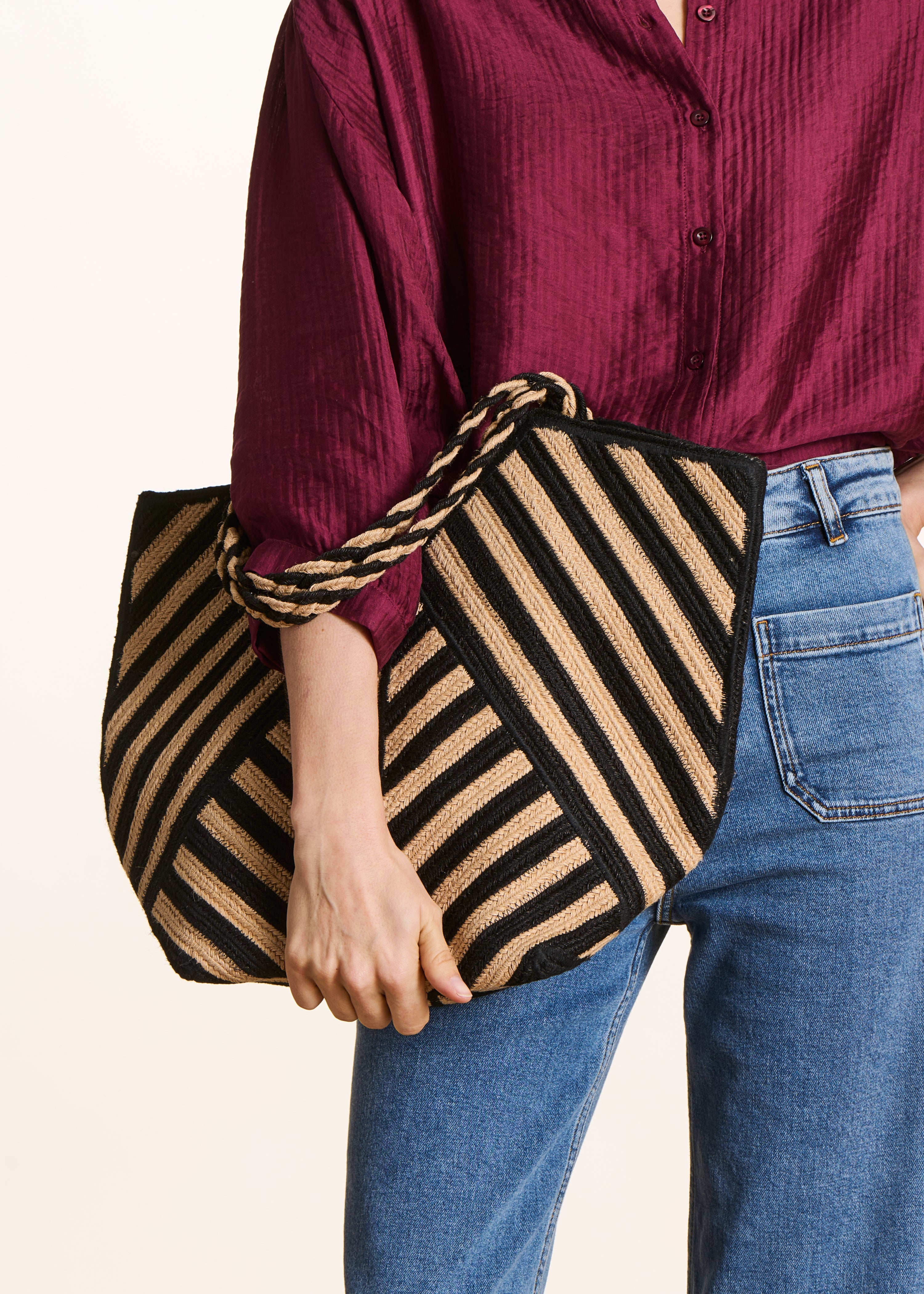 Sac cabas en jute à imprimé