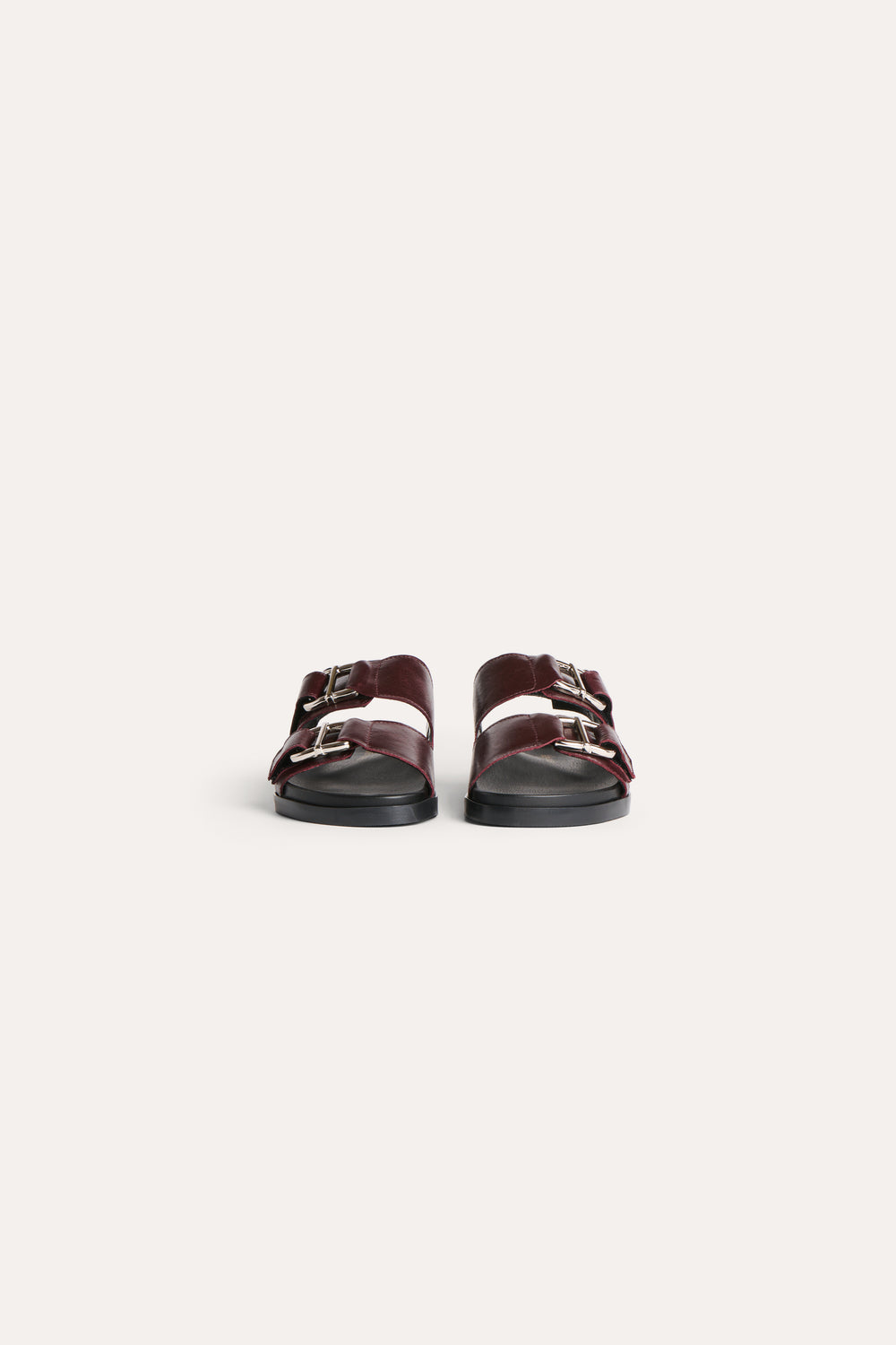 Flat Bordeaux Leather Sandals