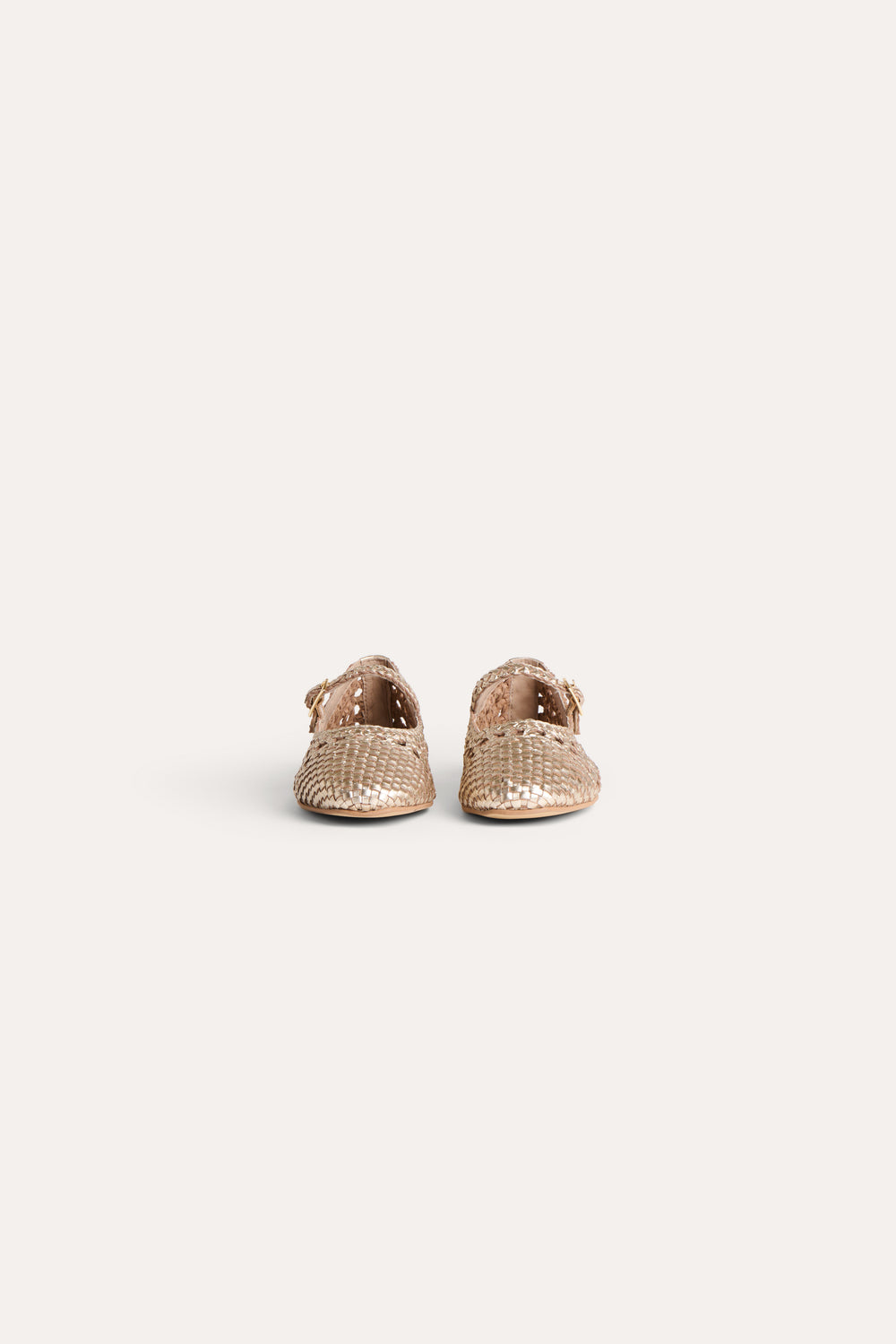 Woven Gold Leather Ballet Flats