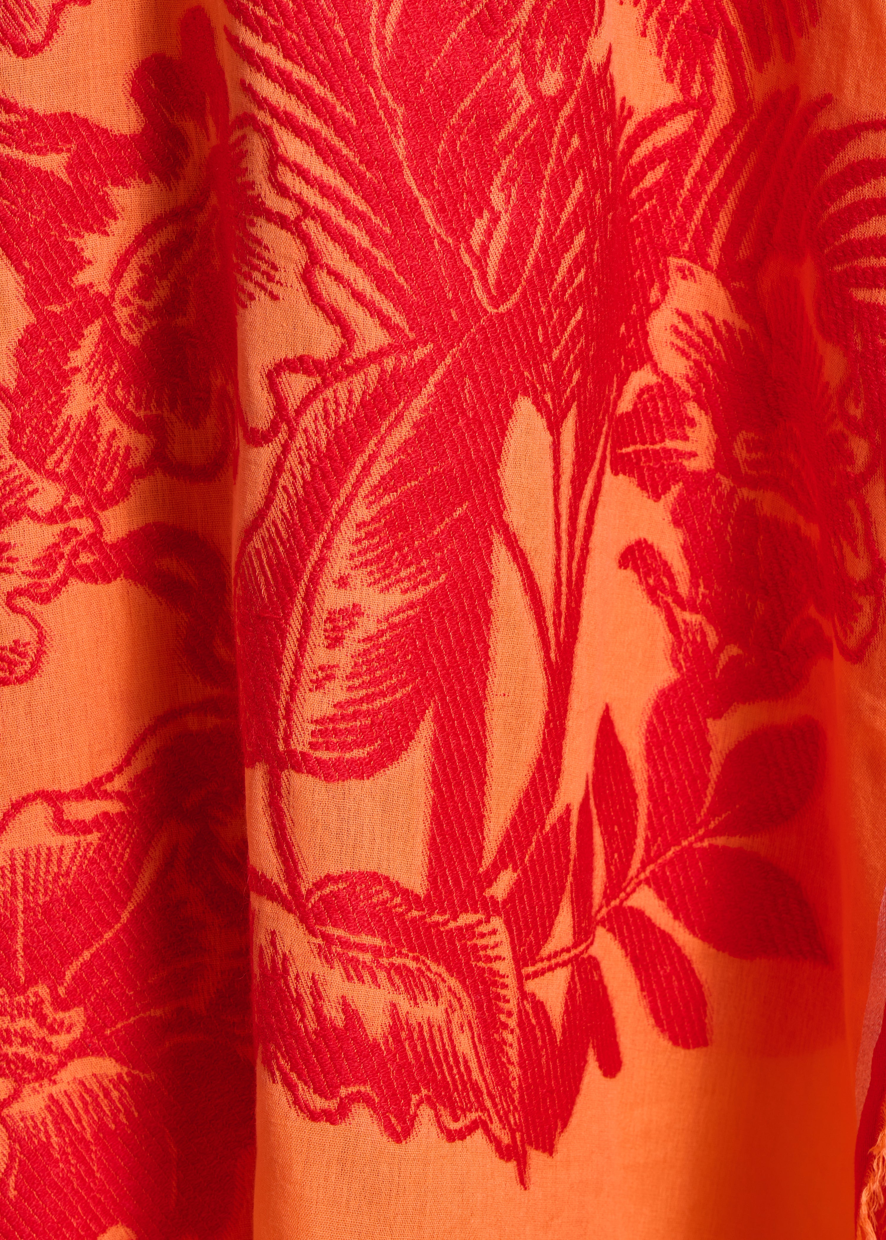 Foulard orange motif jacquard avec bordures lurex