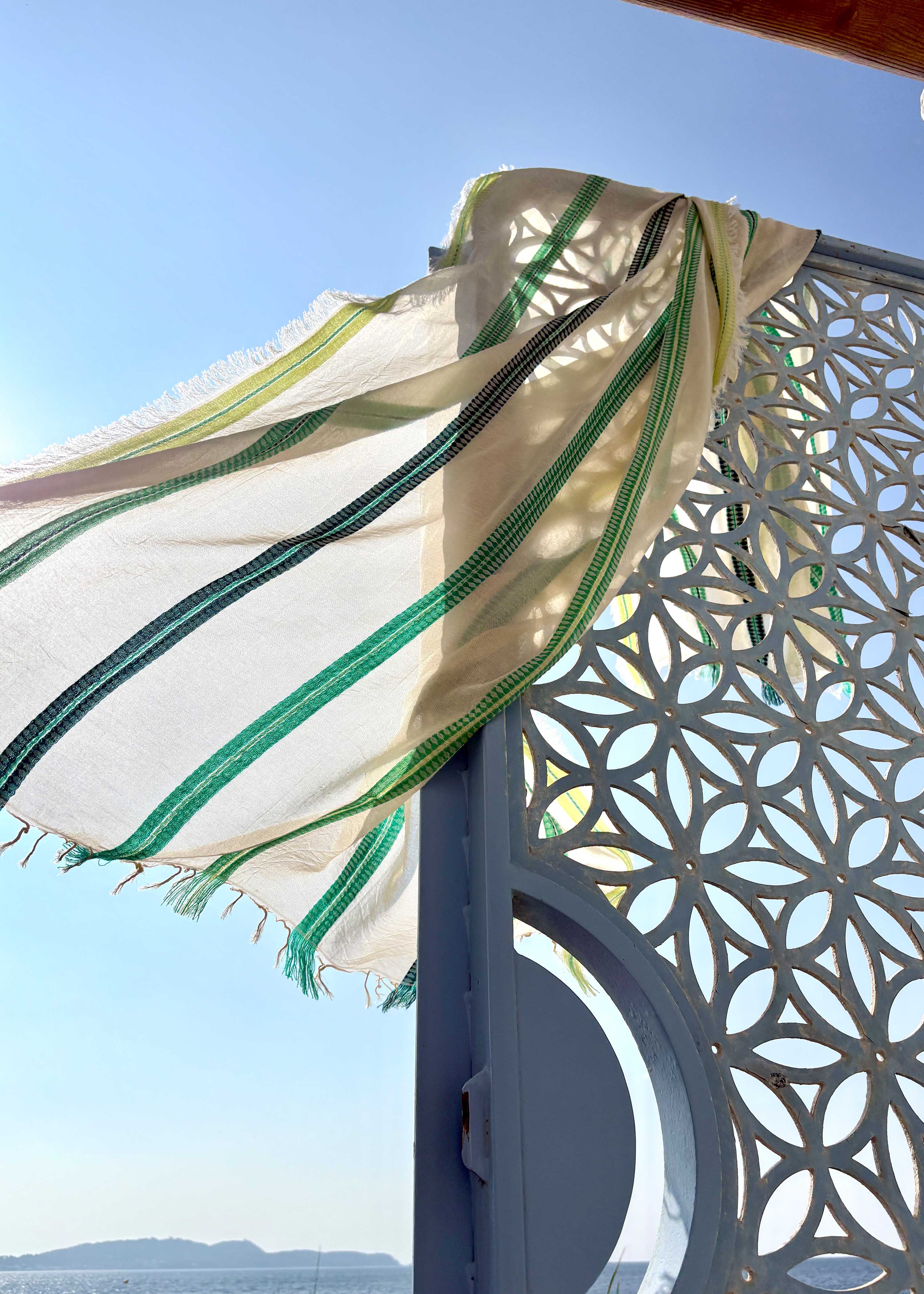 Sciarpa a righe fantasia verdi