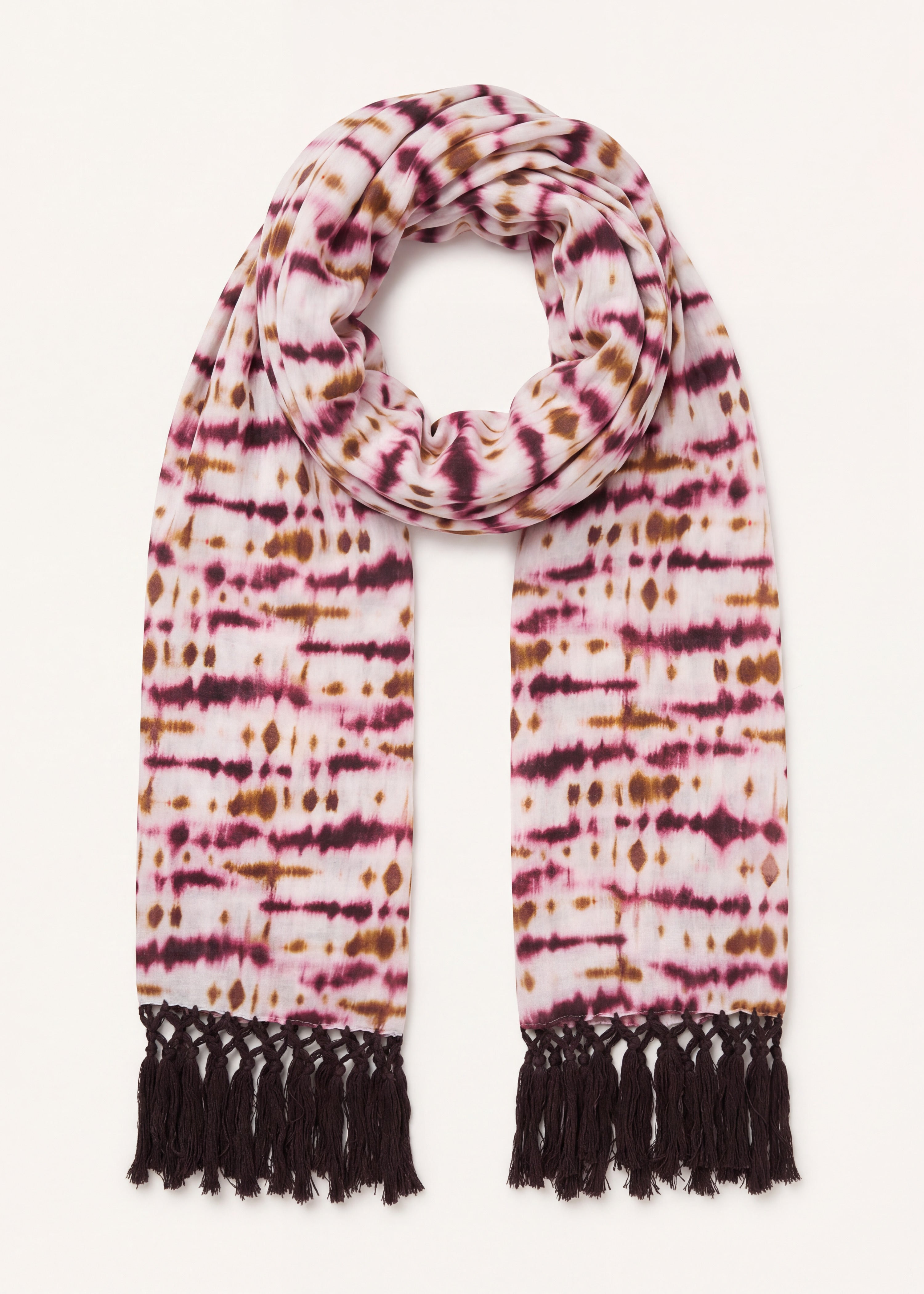 Foulard in cotone stampato tie & dye bordeaux