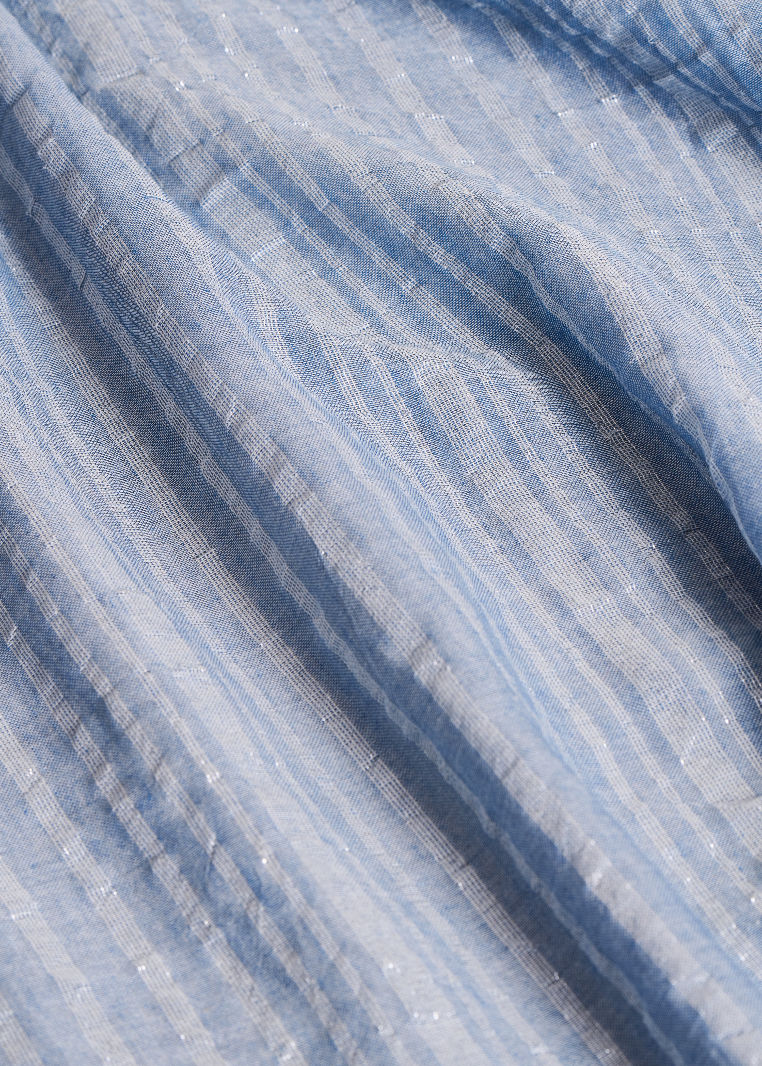 Foulard bleu en coton à rayures lurex