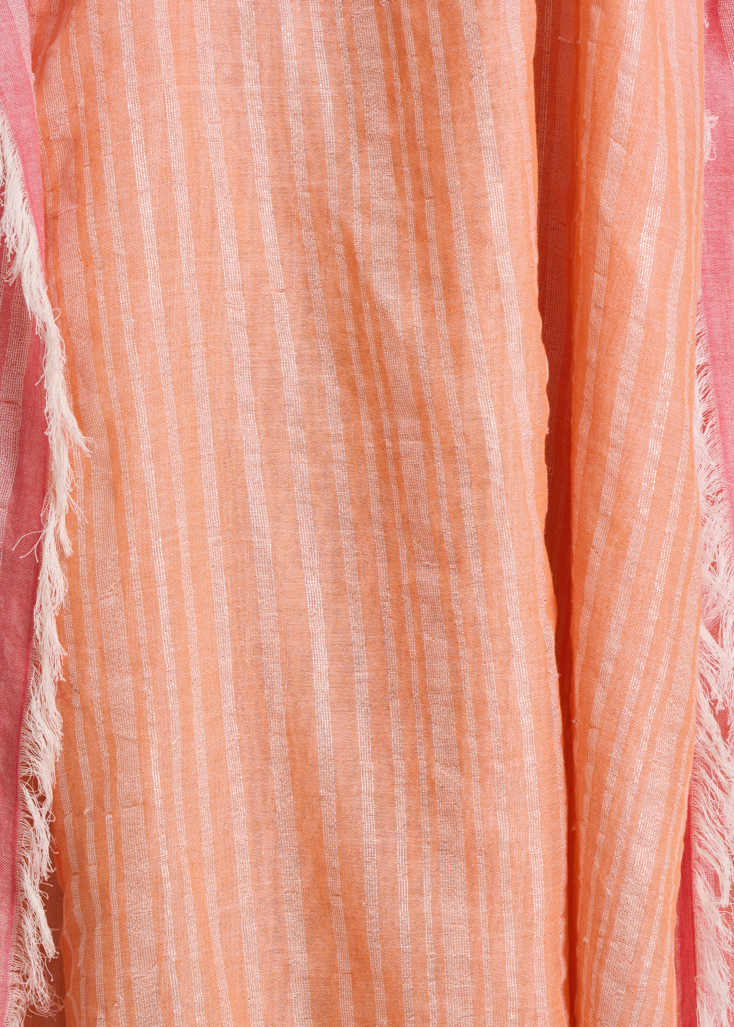 Orange cotton scarf with lurex stripes