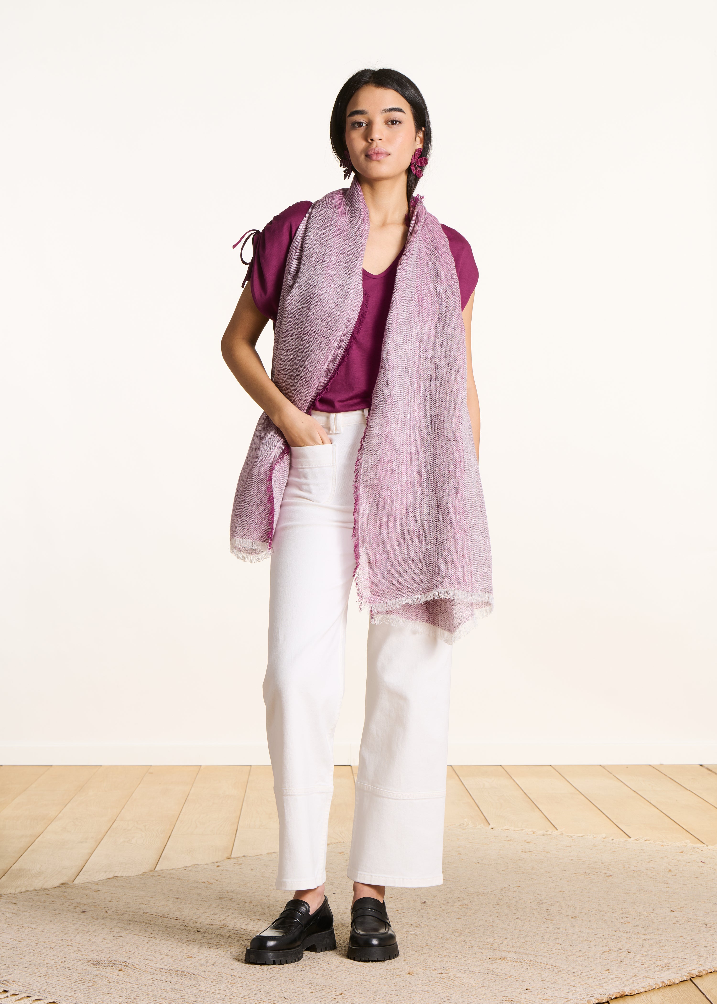 Foulard en lin violet